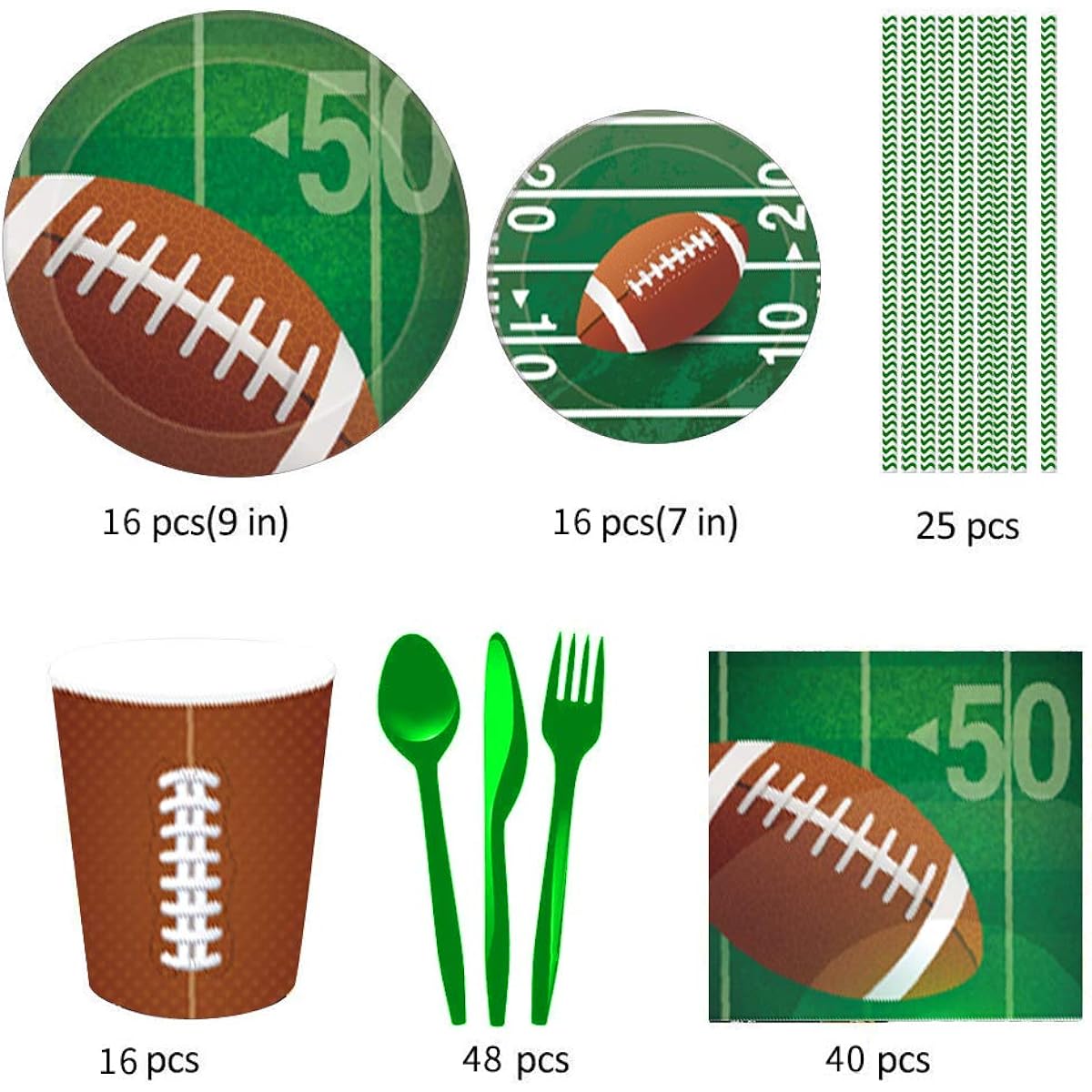 Anor WishLife Football Party Super Bowl Party Tegate Party Sports Party Picnic Home Party Celebration 16-181Pcs