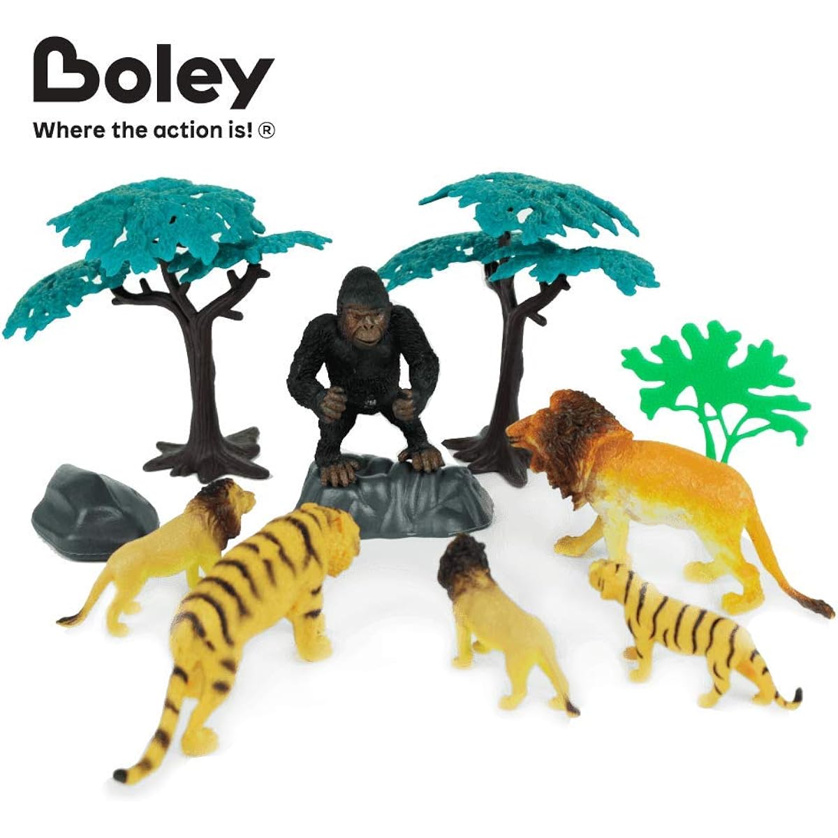 40 Piece Safari Animal Toy Set - Miniature Plastic Toy Wild Animal Figures for Kids and Toddlers - Includes Elephants, Tigers, Zebras and More