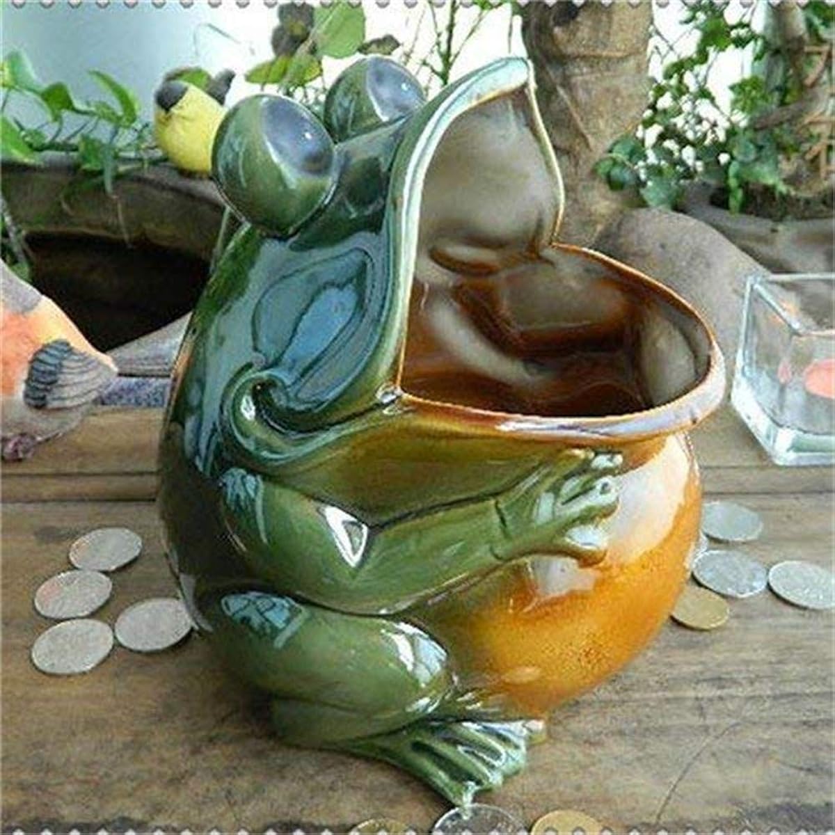 tonntyann Piggy bank Money box Figurine Frog piggy bank