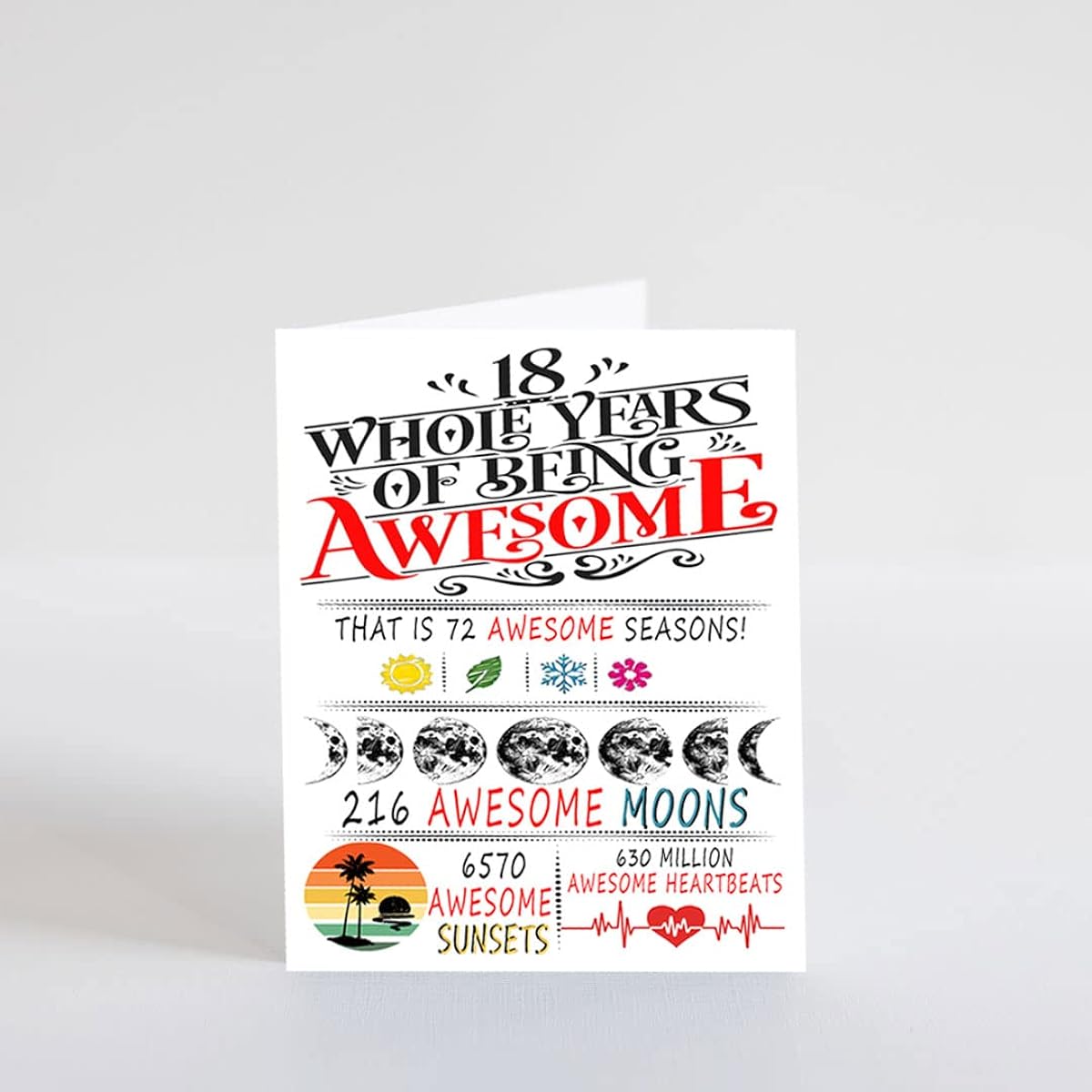 18 Years Of Being Awesome 18 Year Of Being Awesome Birthday Card for Girls Boys, 18th Teen Gift Ideas for Son Daughter, Birthday Card for Best Friend, Niece Nephew, 18th Birthday Gift Ideas (5" x 7")