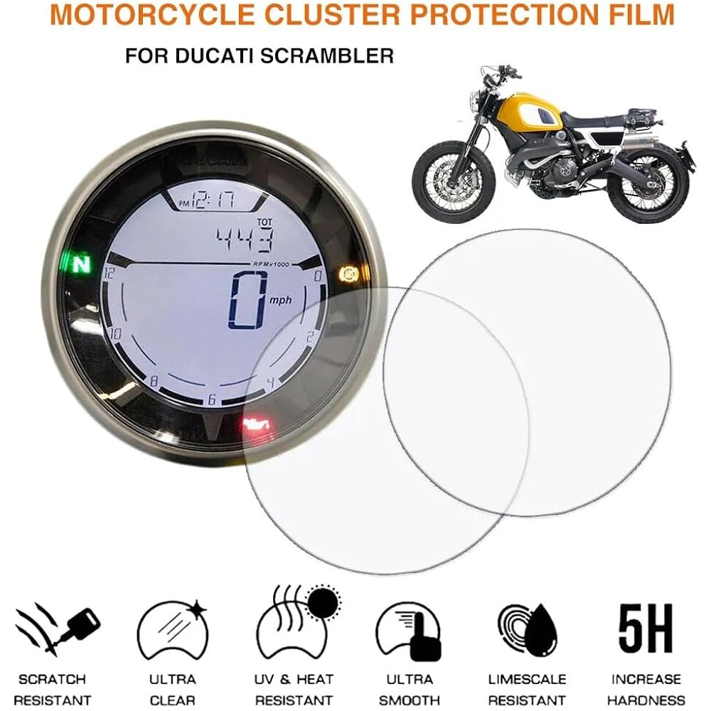 DEMUR Motorcycle Speedometer Cluster Scratch Protection Film Screen Protector Ducati Scrambler 400 800 2017 2015 2016 2018-2022 Dashboard Screen Protector (Size : 5 PCS)