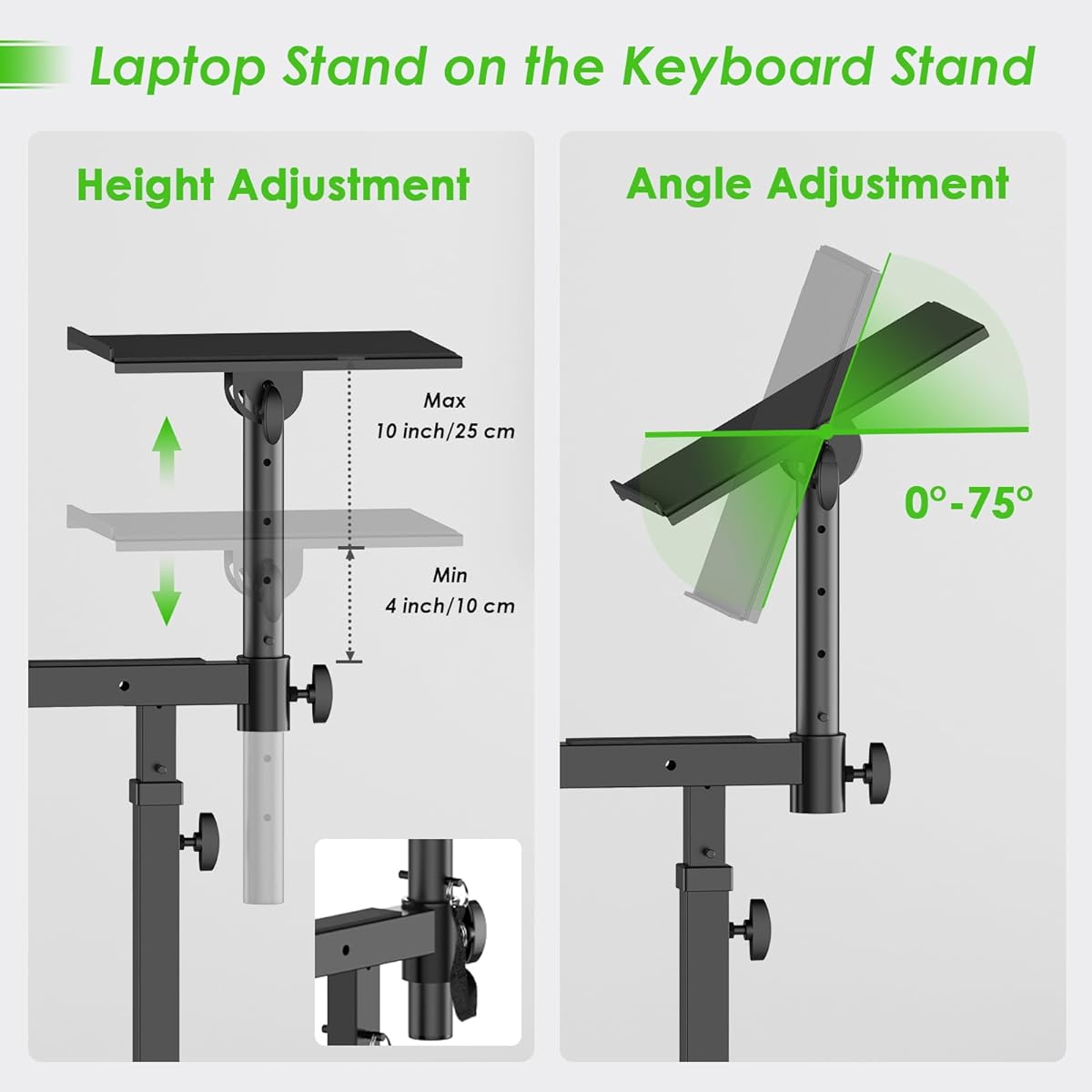 NiuNyuNeu Multifunctional Keyboard Stand Heavy Duty Piano Stand with Microphone Stand and Laptop Stand Headphone Hook Height Adjustable Combo Keyboard Stand