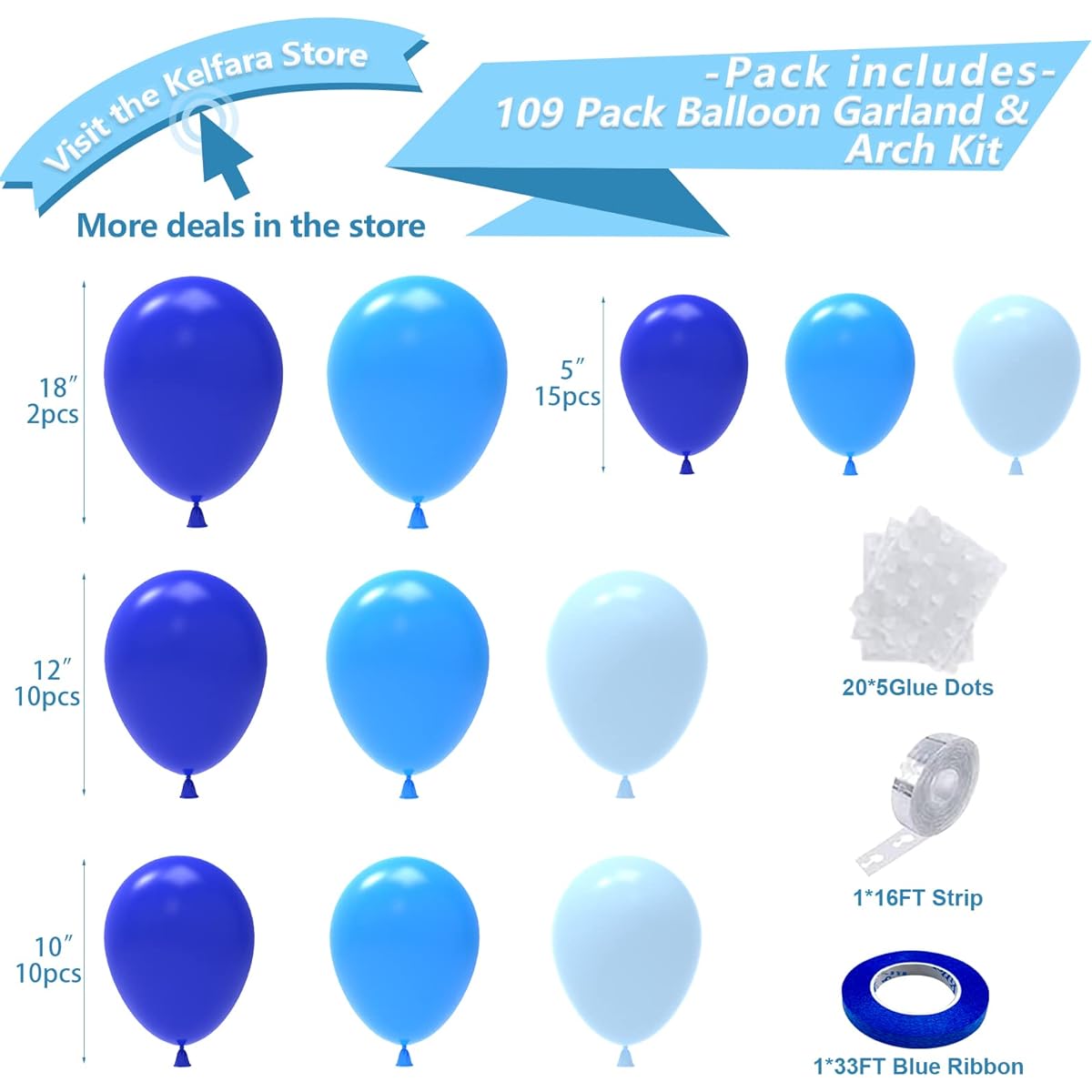Kelfara Blue Balloon Garland Kit