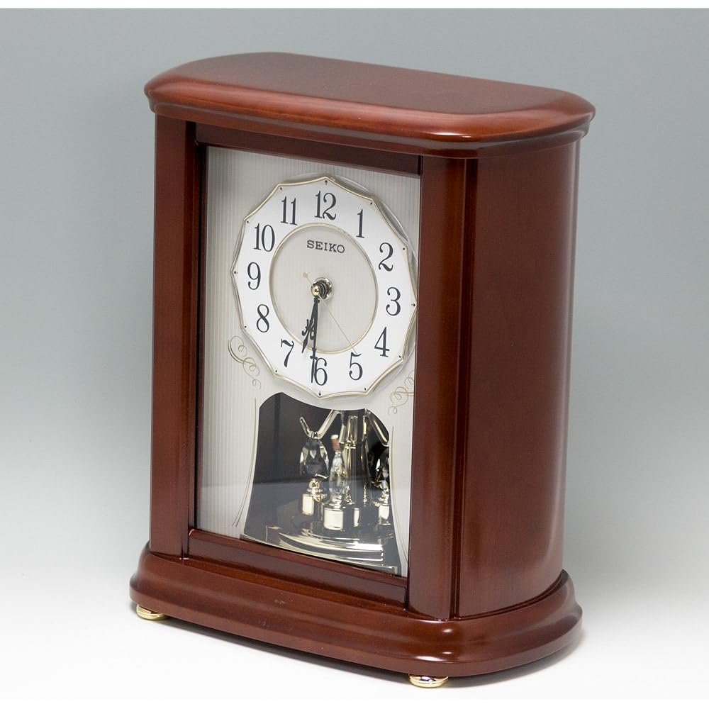 Seiko Clock Table Clock Radio Analog Rotating Decoration Wooden Frame Brown Wood BY242B SEIKO
