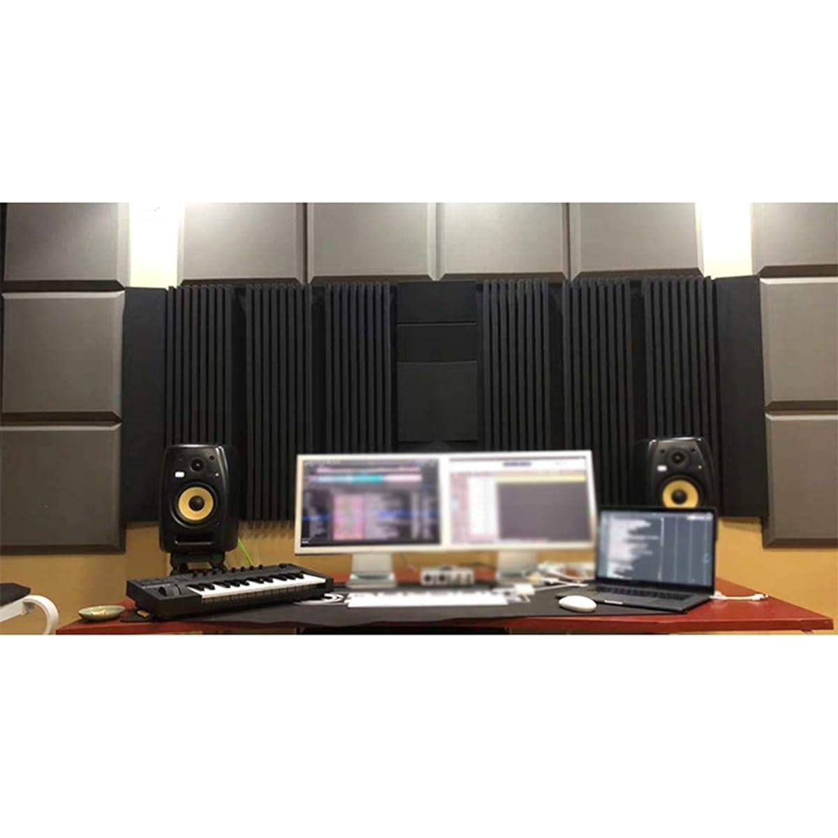 Music room soundproof foam panel, moisture-proof and fire-proof acoustic panel, drum room sound-absorbing cotton (black) (purple)