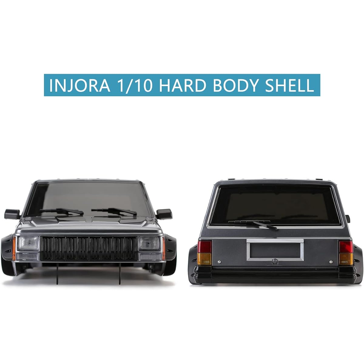 INJORA Hard Plastic 12.3"/313mm Wheelbase Cherokee Body Car Shell 1/10 RC Crawler Axial SCX10 & SCX10 II 90046 90047 TRX4 Kit (Gray)
