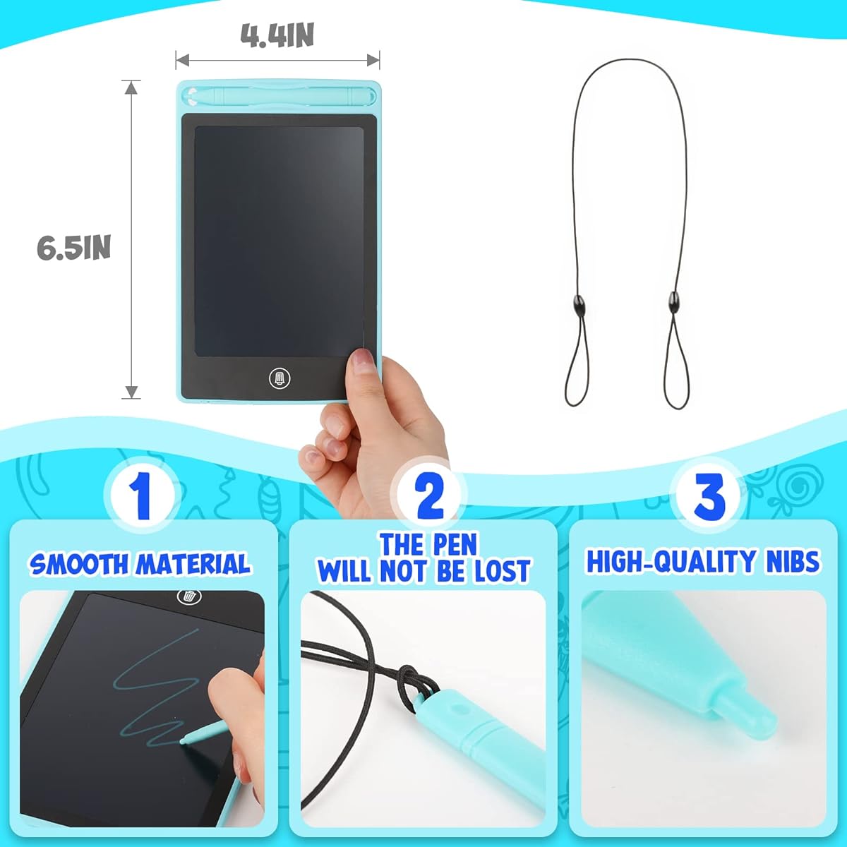 6 Pieces LCD Writing Tablet for Kids, 16.5cm Drawing Board for 3-6 Year Old Girls Boys, Erasable Electronic Paint Learning Pad, Kids Classroom Prizes (6)