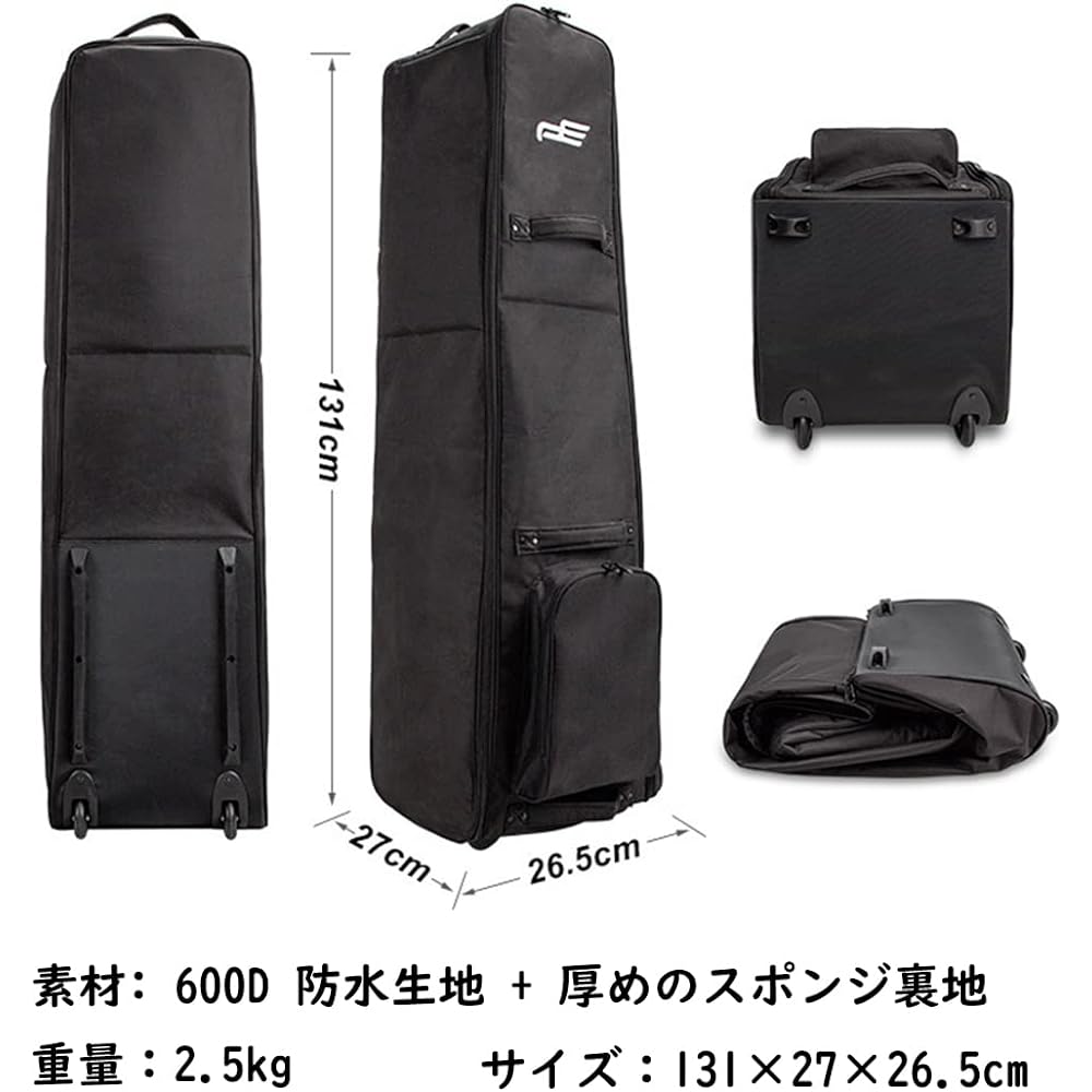 PlayEagle Golf Bag Cover Golf Travel Cover with Wheels Foldable Golf Aviation Bag Golf Bag Travel Case Wear-resistant