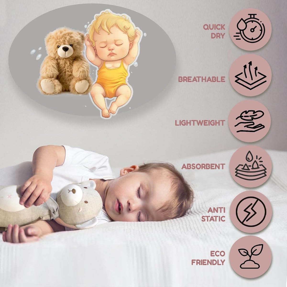 STOLLEEN Teddy Bear Organic Linen Cotton Stuffed Animal Plush Toy Best Gift for Baby Newborn Cute Room Decor 14 Inch