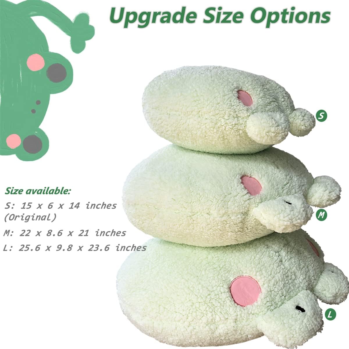 DXDE4U Frog Plush Pillow,Large Frog Stuffed Animal (22 x 21 Inch),Adorable Frog Plush Toy,Large Body Pillow,Home Cushion Decor Birthday Christmas Travel Gift for Kids Adults Girls Boys