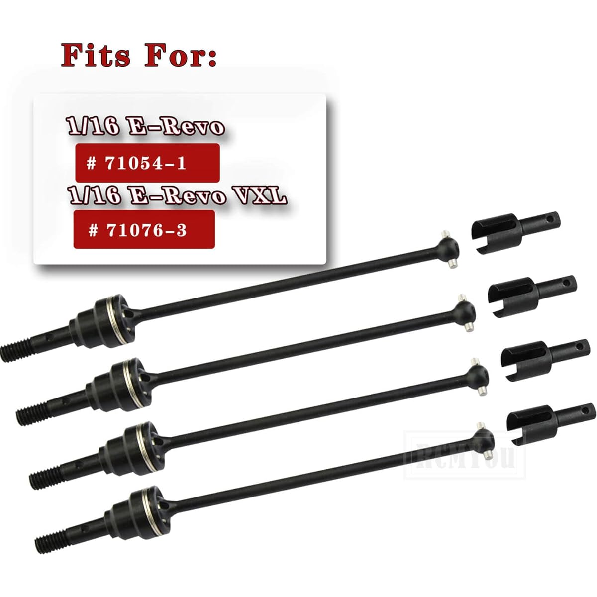 RCMYou Drive Shaft Axle Upgrade for 1/16 E-Revo/E-Revo VXL Front Rear #45 Steel Drive Shaft CVD Upgrade Parts Hop-Up Replacement for #7151X, Pack of 4, Black (More Powerful)