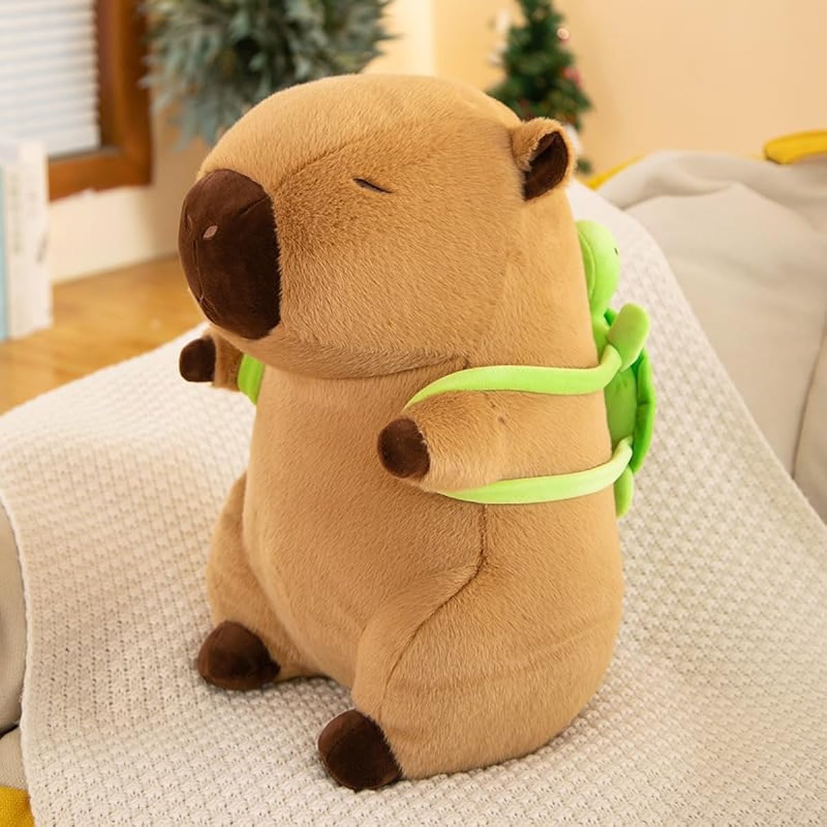 Plush toy Capybara Animal Plush Toy Body Pillow Fluffy Cute Birthday Gift Interior Shop Decoration Comes with Turtle Bag (90cm)
