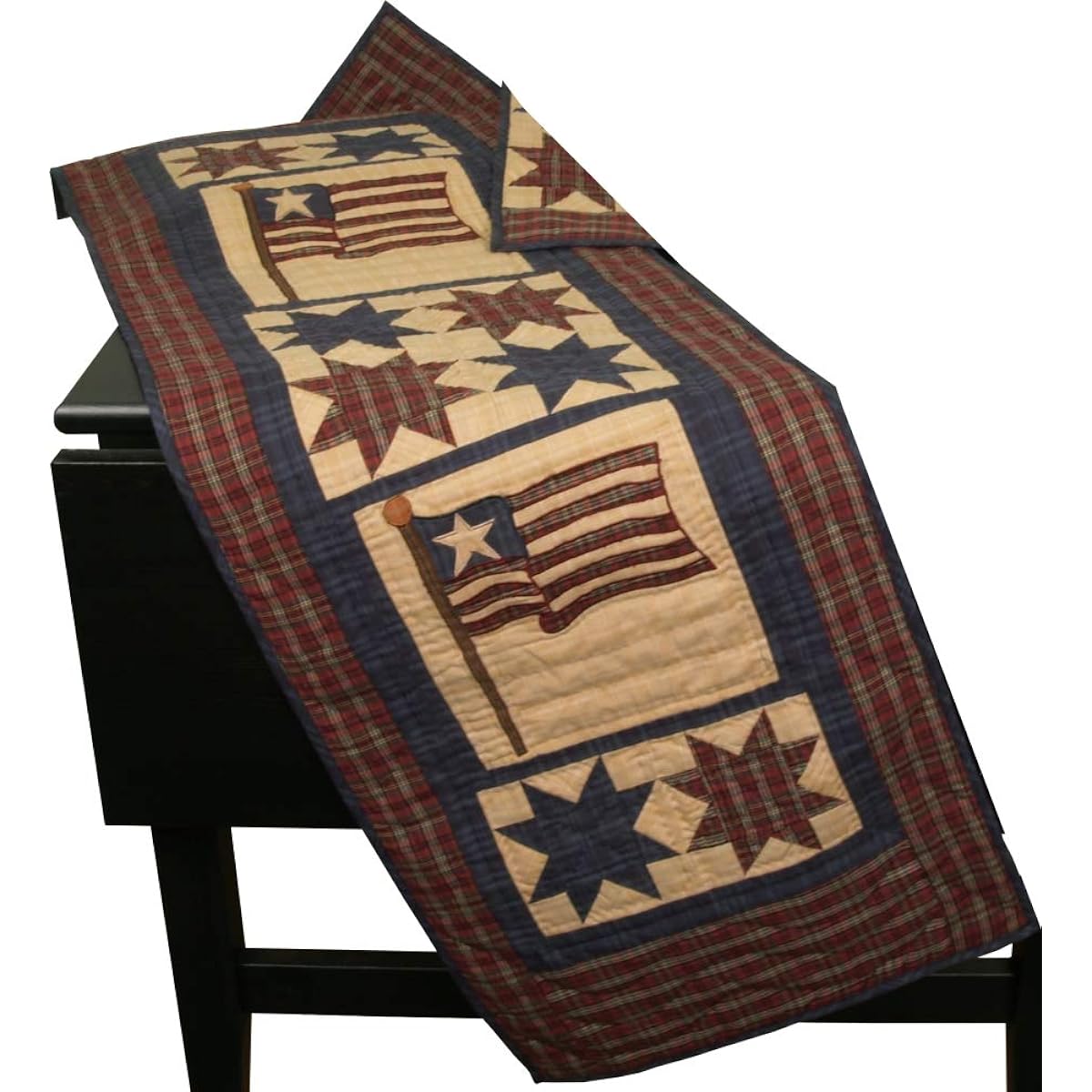Choices Quilts Americana Patriotic Table Runner Quilt Applique Embroidered 50" Long x 17" Wide 100% Cotton Handmade Hand Quilted Heirloom Quality