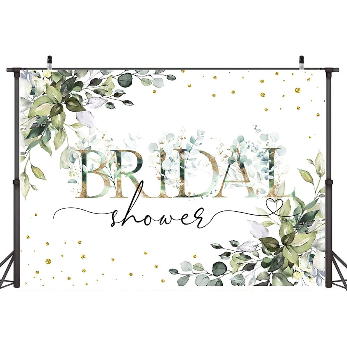 Ticuenicoa 7x5ft Bridal Shower Backdrop Green Leaves Golden Dots White Photo Backdrop Decoration Miss to Mrs Wedding Bride to Be Engagement Photo Booth Props