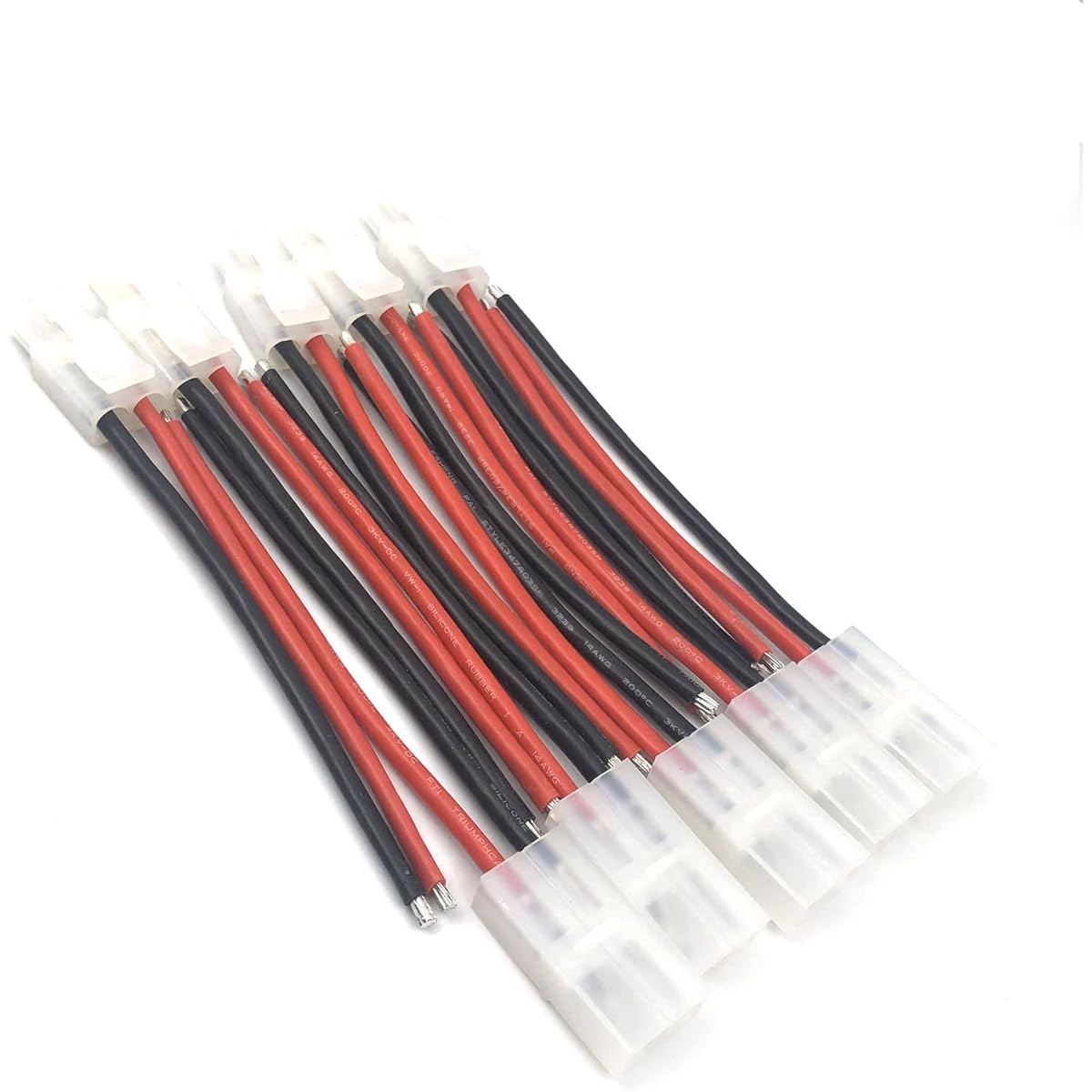 FainWan 5 Pairs Ta-mi-ya Big Style Connector Male & Female Plug with 100mm 14AWG Soft Silicone Wire for RC Speed Racing Model Speed Controller Battery ESC