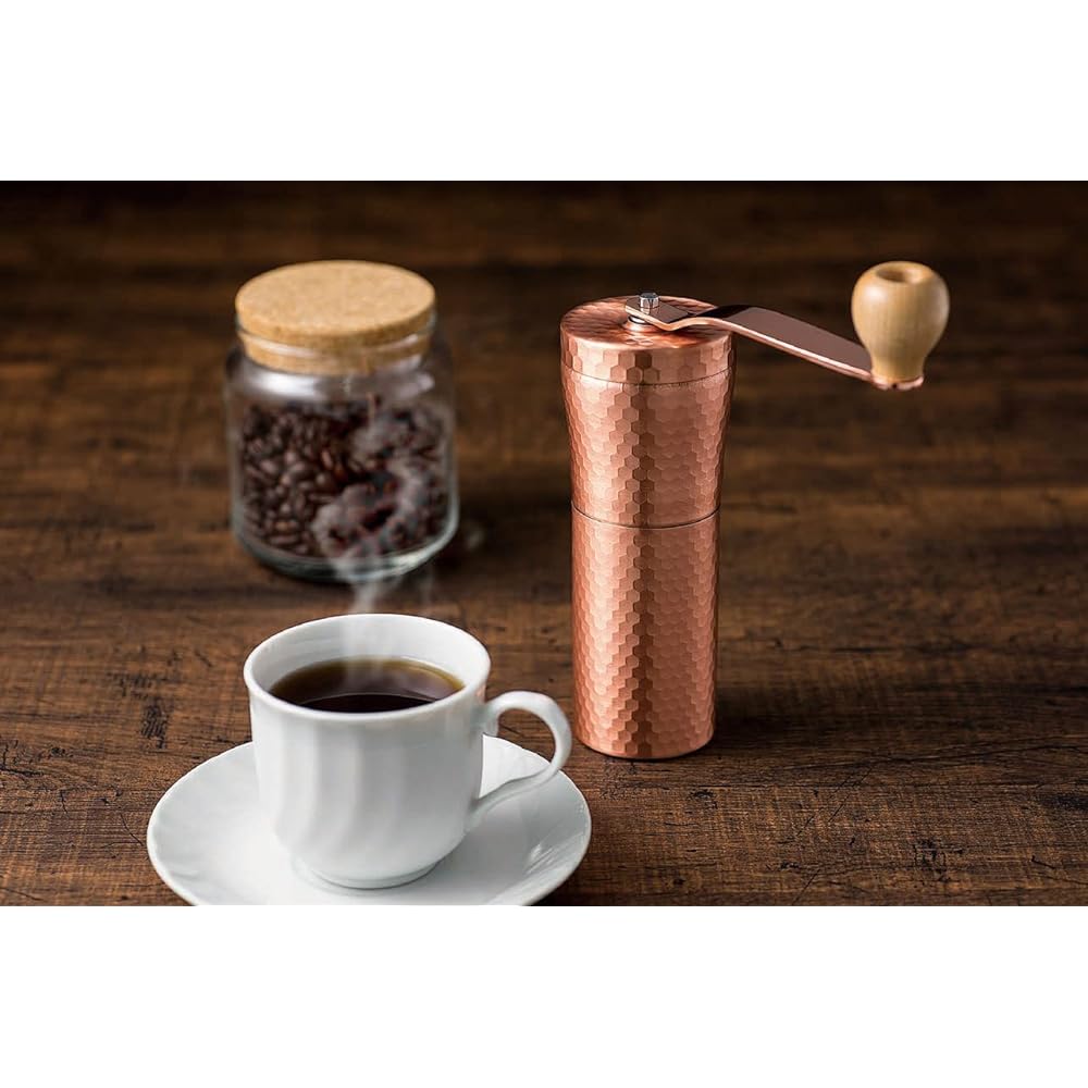 Kawasaki Synthetic Resin Hand Ground Coffee Mill MILLU Copper Coffee Grind Hammered Made in Japan MI-034
