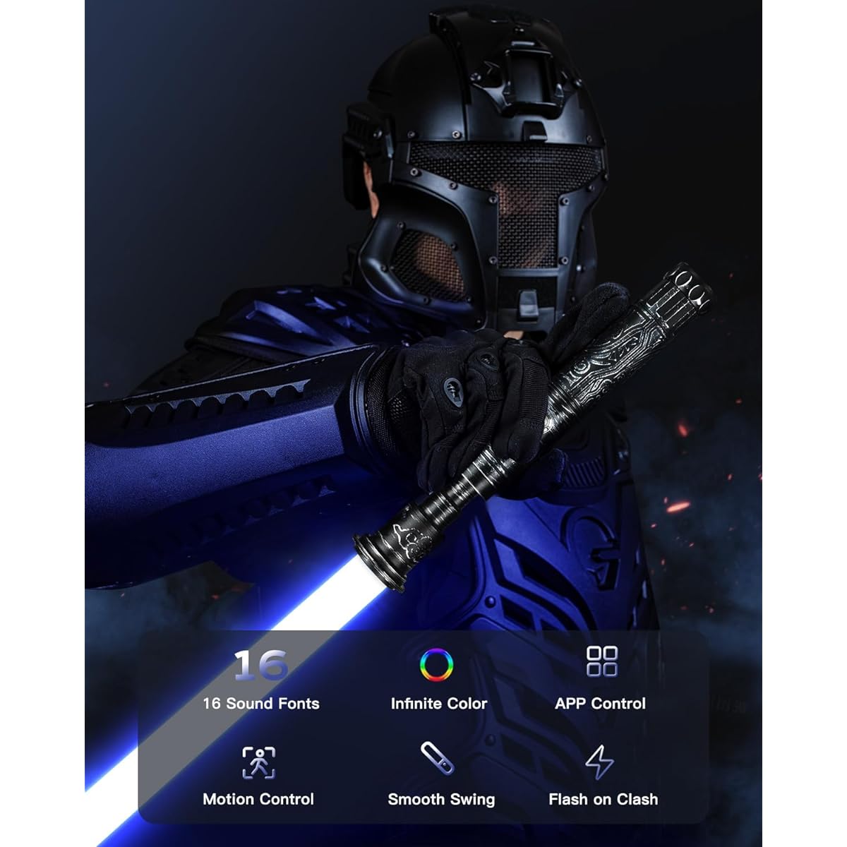 XenoSaber Dueling Light Saber for Adults with Motion Control, XRGB V3 Combat Smooth Swinging Light Saber with APP, 16 Sound Fonts, 16 Colors, Full Color Change, Rechargeable, Sturdy Metal Handle