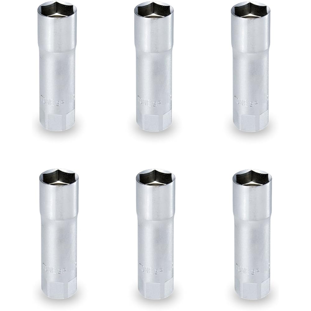 TONE Plug Socket (Hexagonal/With Magnet) 3P-18S-6S Plug Angle 9.5mm (3/8") Width Across Flats 18mm 6 Pieces