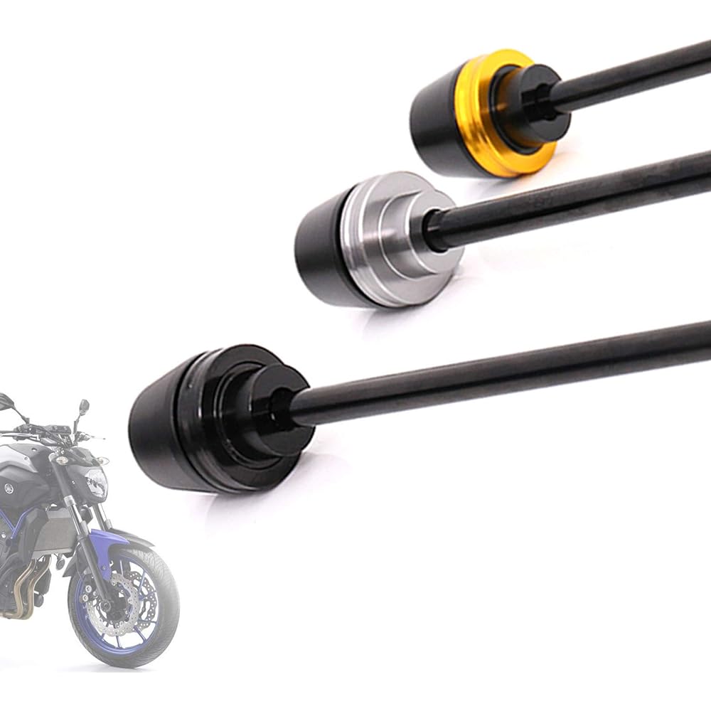 Yamaha MT-09 MT09 Tracer 15 16 Front Wheel Axle Fork Slider Protector Crash Protector Aluminum Rod Delrin End MT07 FZ07 2014-2016 Black FFS13162BK-AMG7002