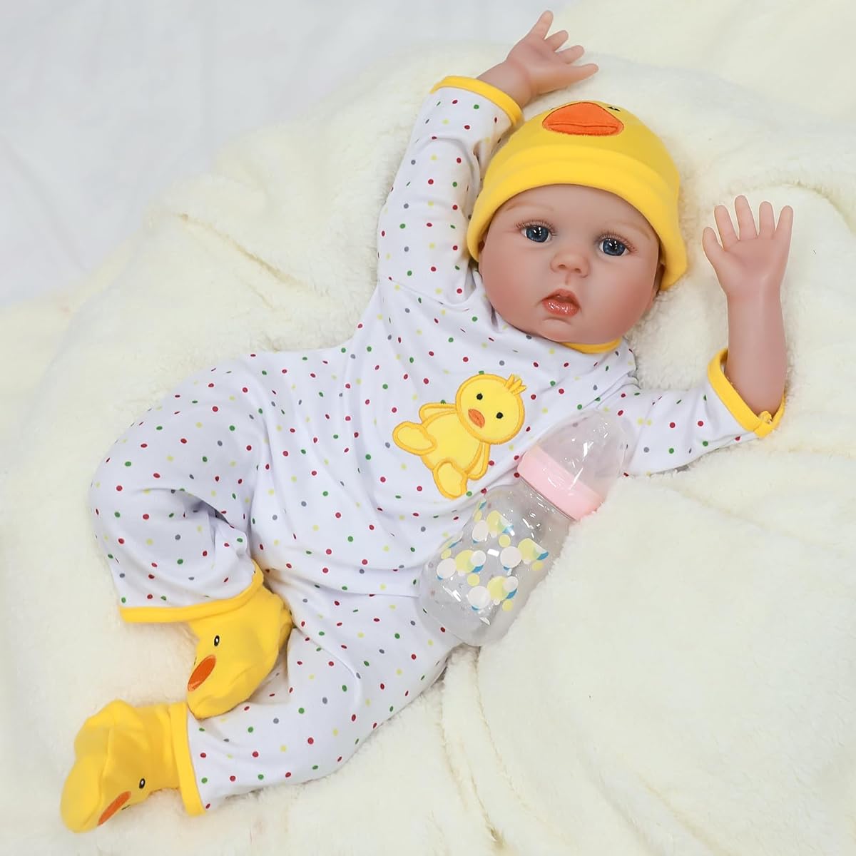 COSYOVE Lifelike Reborn Baby Doll - 22" Soft Vinyl Newborn Girl with Weighted Cloth Body - Best Toy for Kids Ages 3+