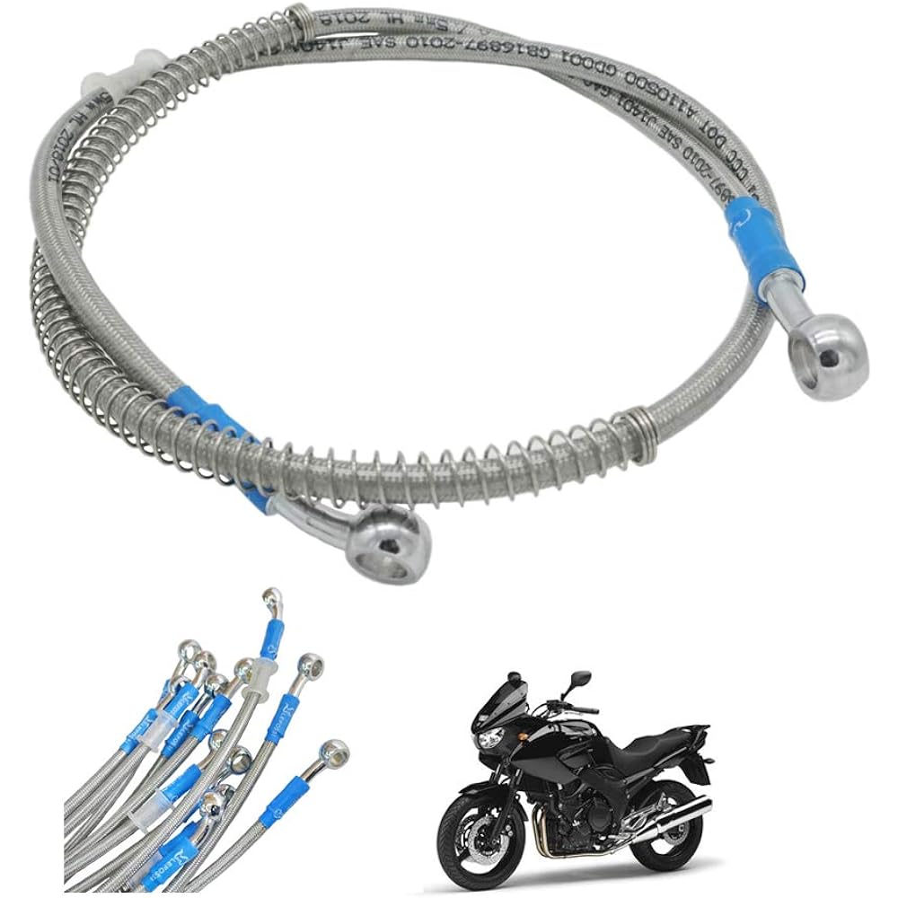 SYUU 1500mm 150cm M10 Reinforced Hydraulic Brake Oil Hose Line Banjo Fitting Stainless Steel End Braided Cable for Motorcycle Pit Dirt Bike Enduro Motocross Street Bike Sport Bike