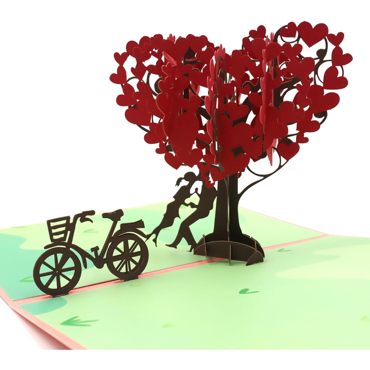 Valentine's Day Love Couple Heart Tree 3D Greeting Pop Up Card Rainbow Pride Anniversary Wedding Congratulations Engagement Birthday Card for Partner Lover Couple Large Size 8 x 6 inches