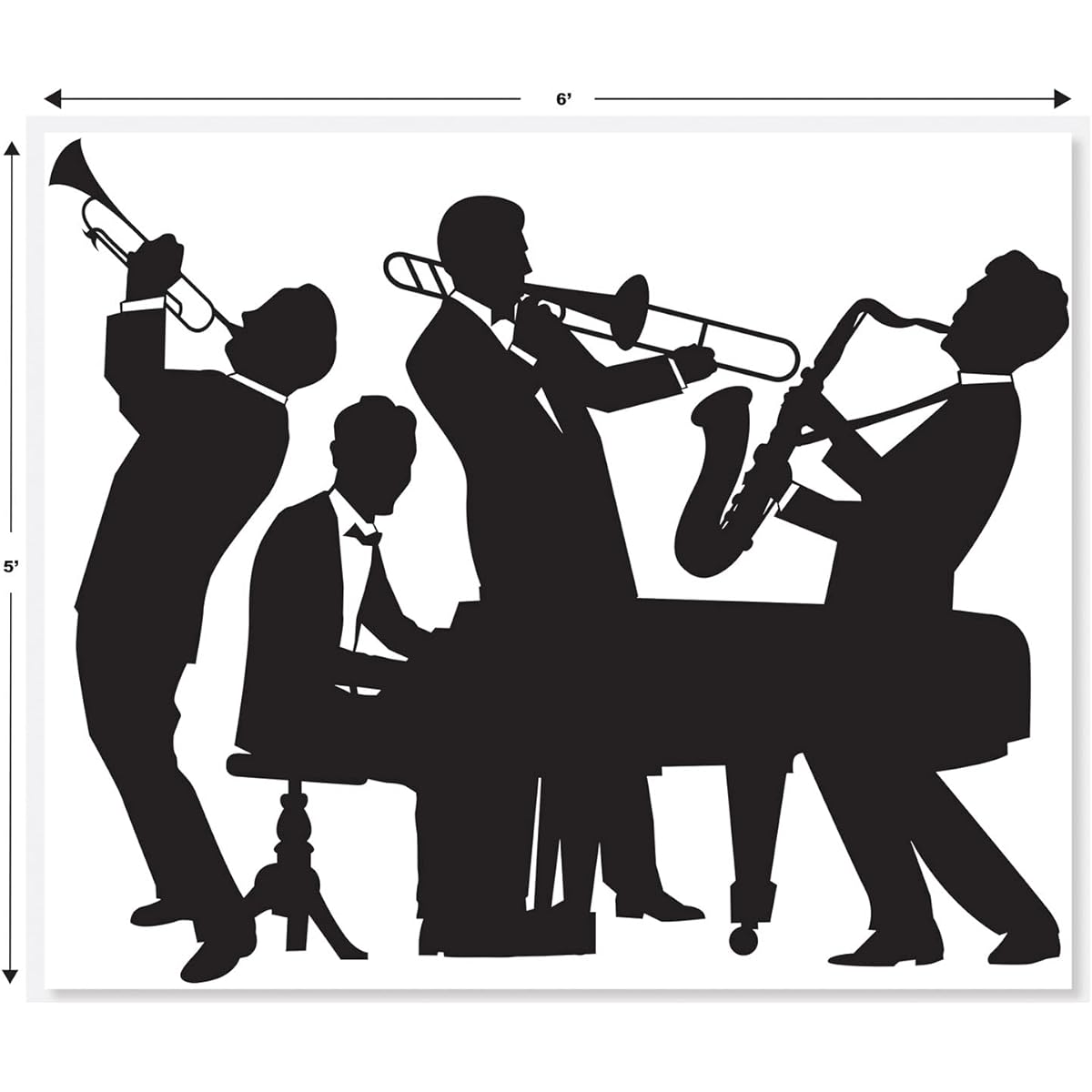 Beistle 2 Piece 20's Jazz Band Wall Backdrop Music Theme Party Mardi Gras Decorations Celebrating with You Since 1900 5' x 6' Black/White