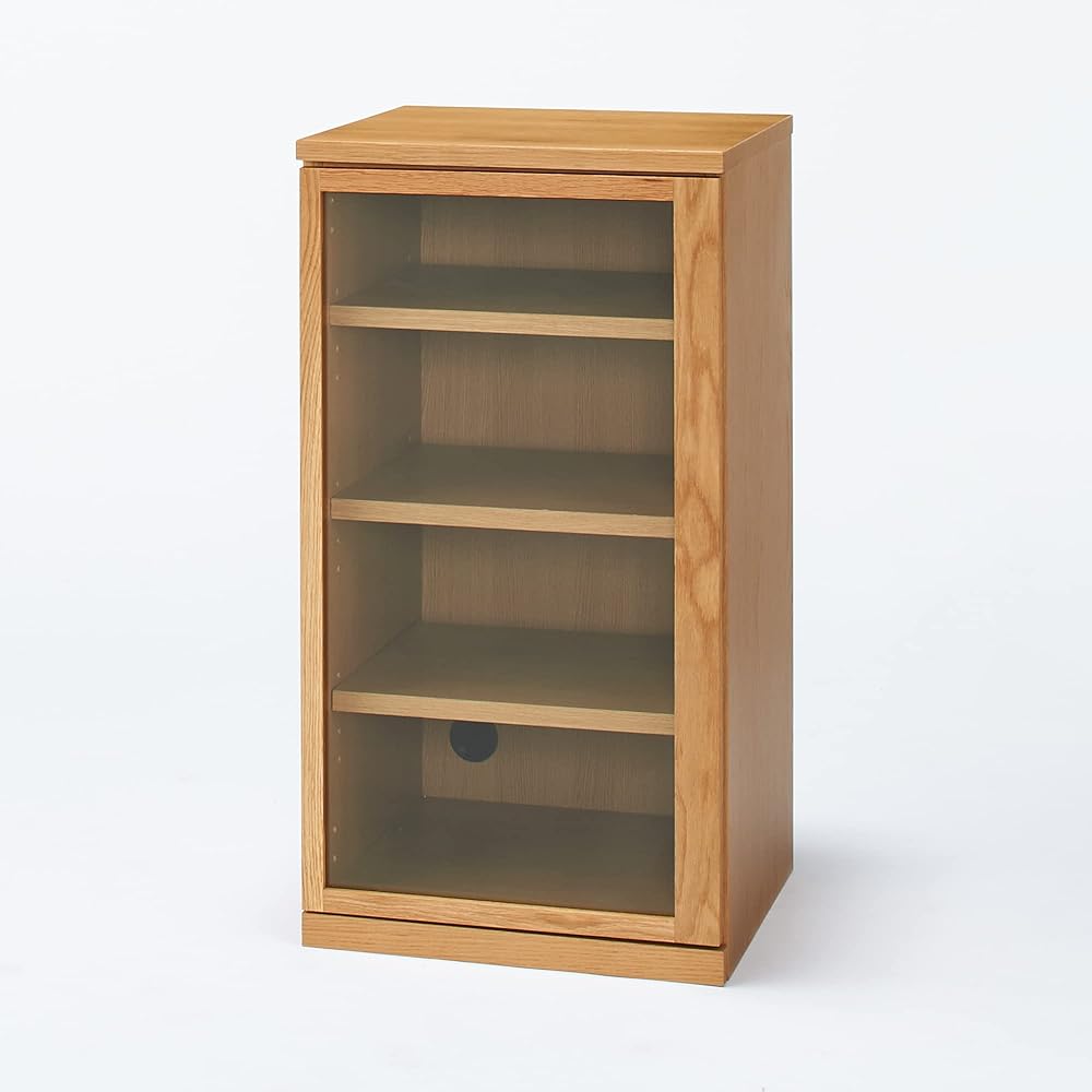 MUJI Wooden Cabinet Width 44 x Depth 44 x Height 83cm Glass Door Slim Oak Veneer 12851462