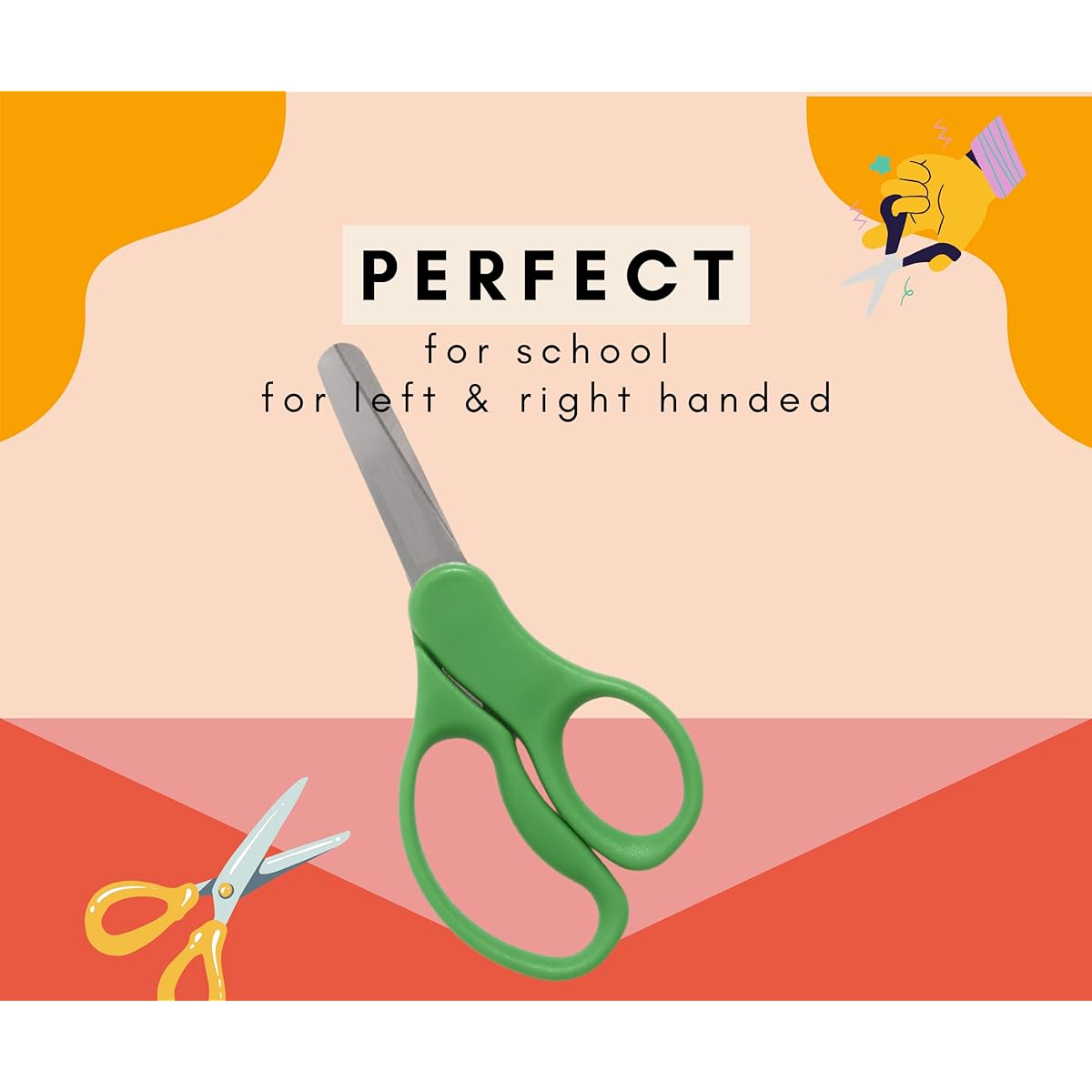 1InTheOffice Round Tip Scissors, Blunt Tip Scissors for Kids, 5 Inch Blunt Tip Scissors for Kids, Green, (4 Pack)
