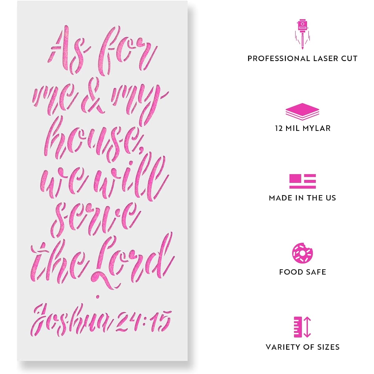 We Will Serve The Lord Bible Verse Stencil - Reusable Stencil for Painting - DIY We Will Serve The Lord Bible Verse Home Decor