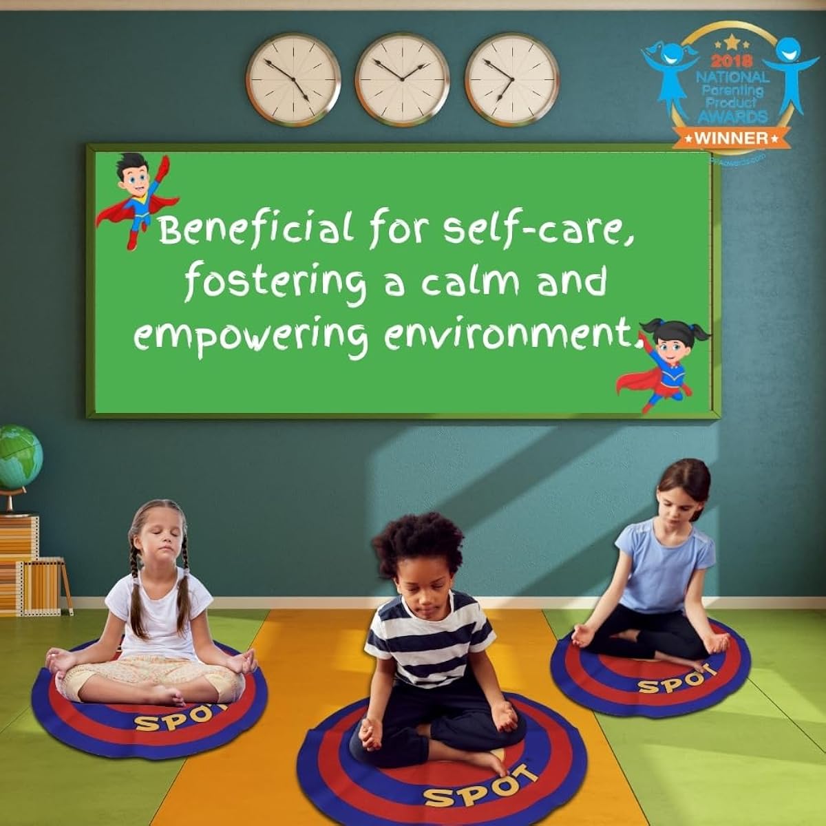 Thought Spot 24 inch portable mat for specialty time outs & behavior situations, eco-friendly, thin, flexible, non-slip, latex free, rubber free, non-toxic, 100% recyclable, waterproof.