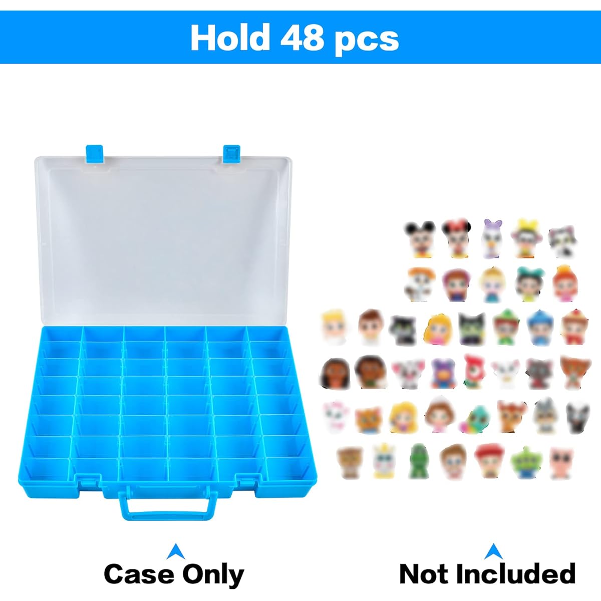 Disney Doorables Collection Minifigure Compatible Display Case Toy Storage Organizer Container for MGA Entertainment Miniverse Multipeak Village Peak Characters (Box Only) - Blue