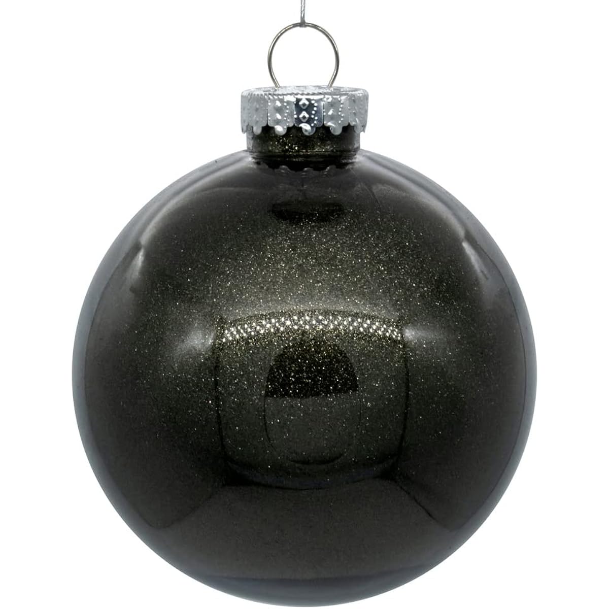 Vickerman 6" Clear Ball Christmas Ornaments with Gunmetal Glitter Decor, Pack of 4