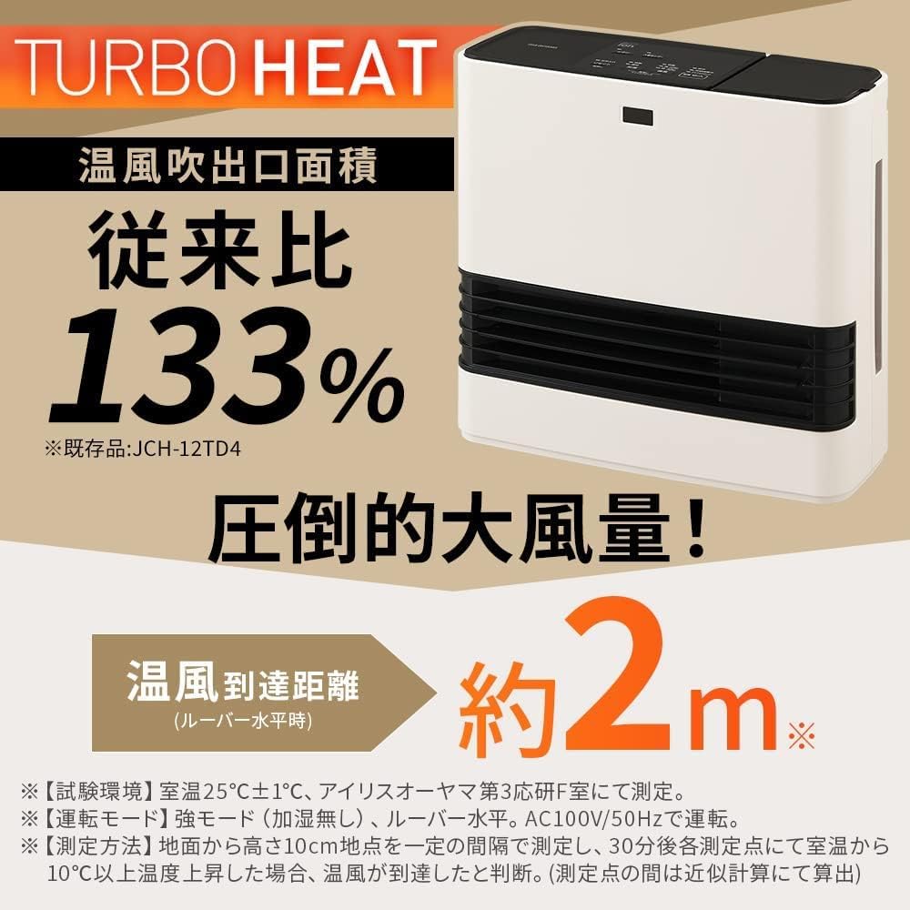 Iris Ohyama Ceramic Fan Heater, Large Air Volume, 1200W, Humidification Function, 3 Level Temperature Adjustment, Fall Off Function, Quick Heating, Small, Compact Humidifier, Hybrid Type, with Timer Function, PCH-HM12B-H, Gray