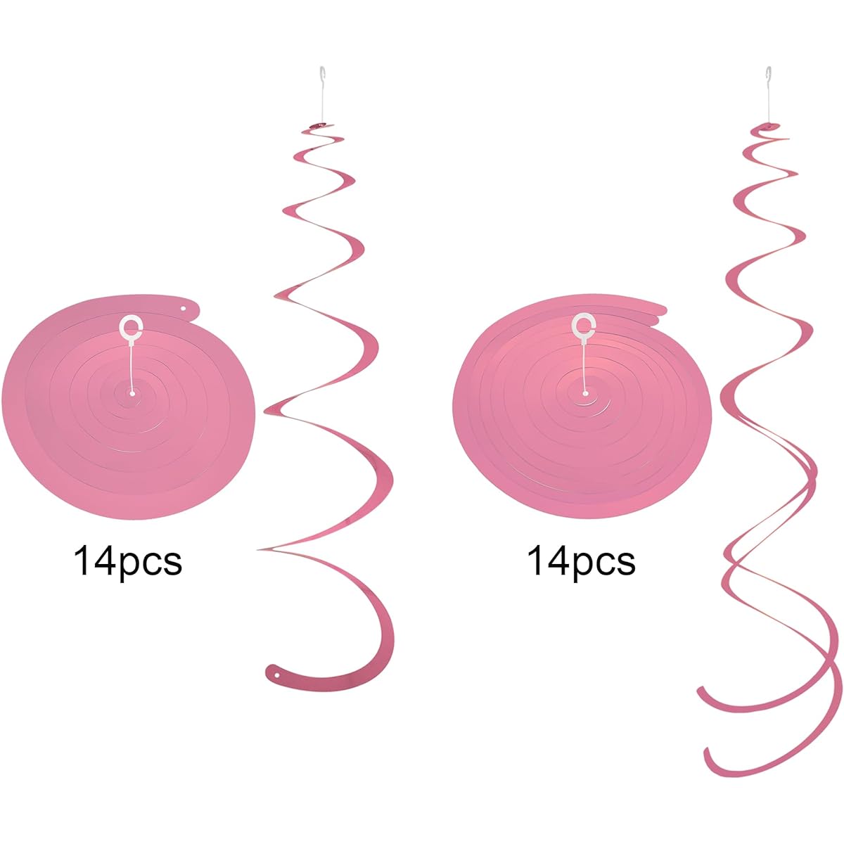 Pink Ceiling Swirl Foil Decorations Hanging Plastic Streamers Themed Swirl Party Valentine's Carnival Celebration 28 Pack
