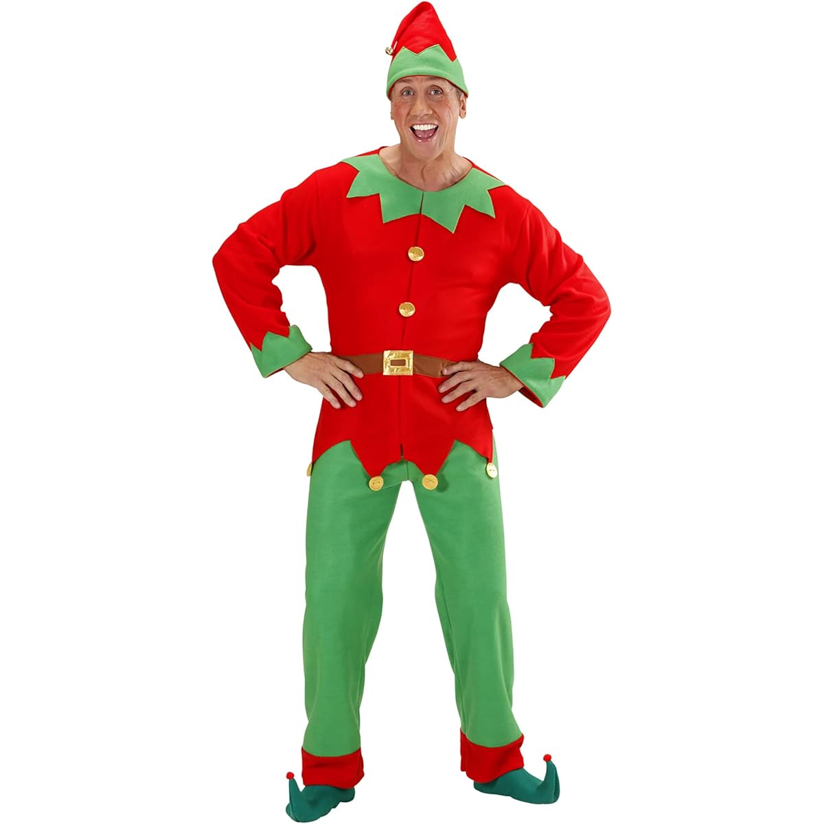 Mens Santas Little Helper Elf Man Costume Extra Large UK 120cm for Christmas Panto Nativity Fancy Dress