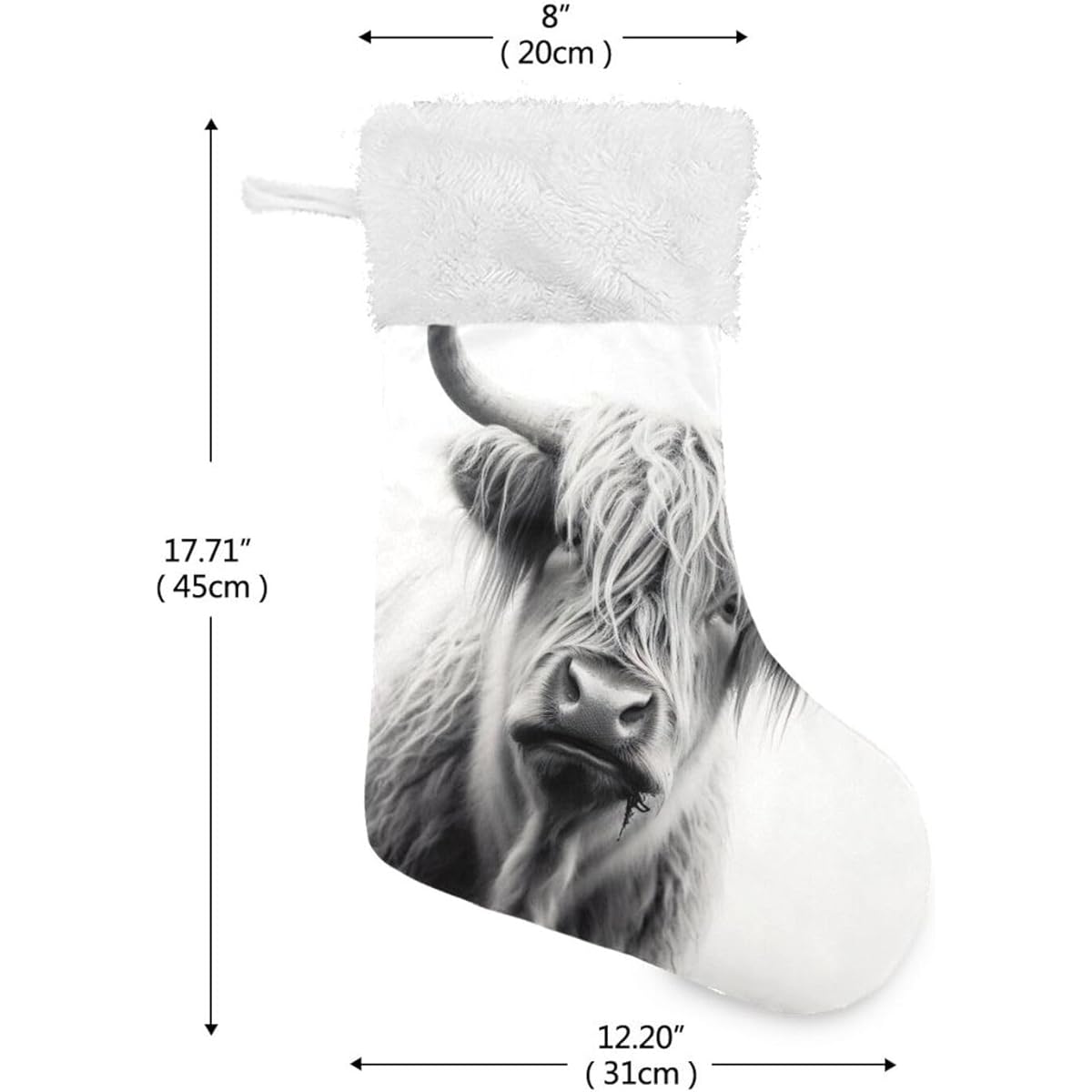 WELLDAY Christmas Stockings Highland Cow Family Holiday Christmas Party Decorations 1pc