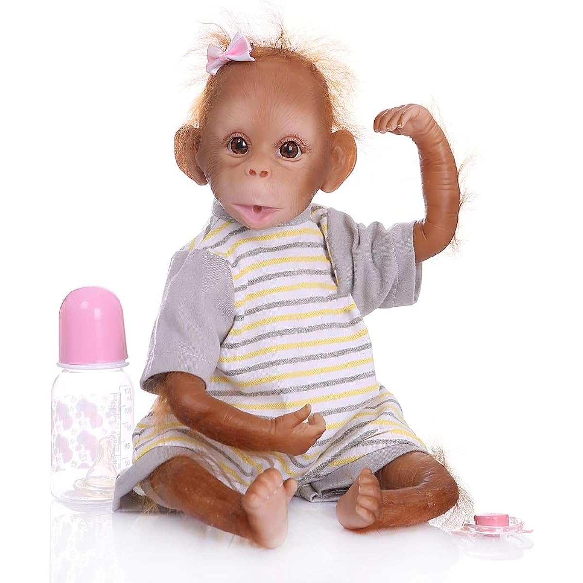 16inch 40cm Bebe Reborn Toddler Doll Monkey Handmade Soft Silicone Cotton Body Realistic Cute Baby Toy(I)