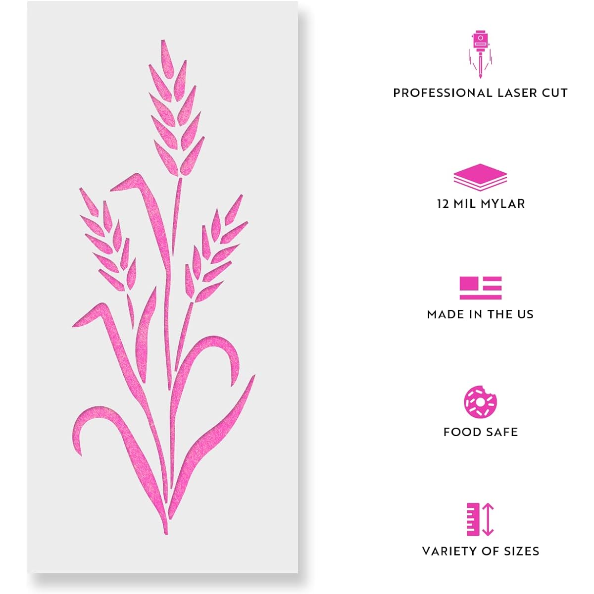 Wheat Stencil Templates for Walls and Crafts - Reusable Stencils for Painting Small & Large Sizes