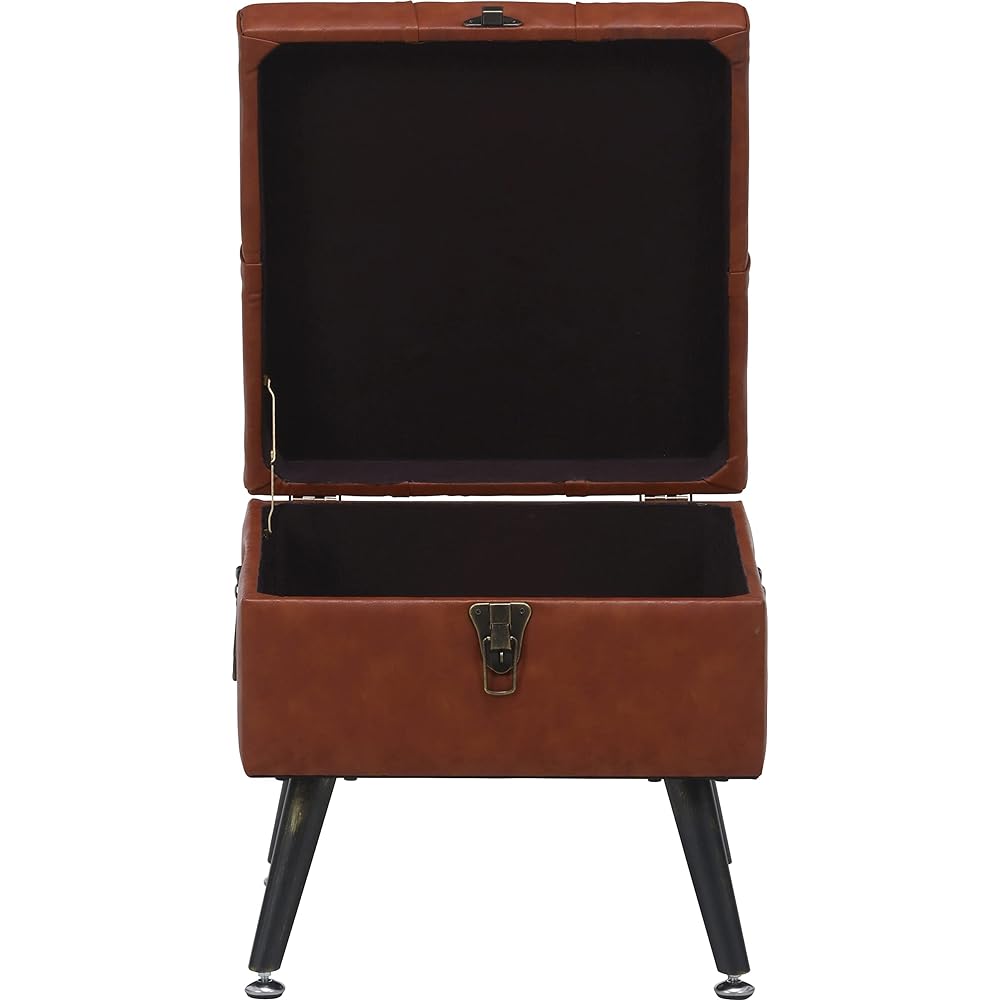 Fuji Boeki Stool Width 40 x Depth 40 x Height 44cm Brown Trunk Type Storage Synthetic Leather Load Capacity 80kg Dauchez 18561