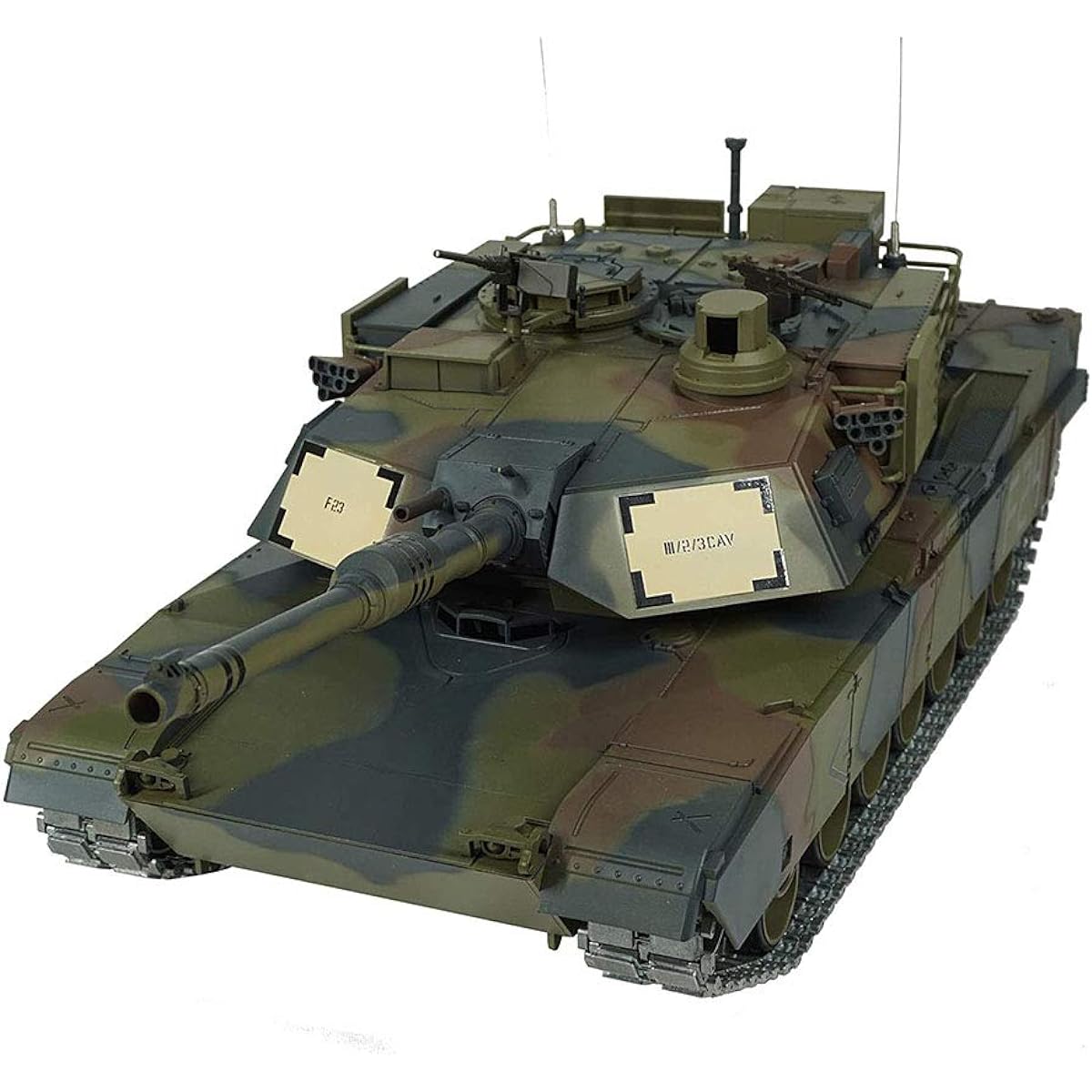 Tank Radio Controlled US M1A2 Abrams Main Battle Tank Camouflage Green Limited Edition Finished Painted 2.4Ghz Remote Control 1/16 Scale Model, Infrared and BB Bullet Combat