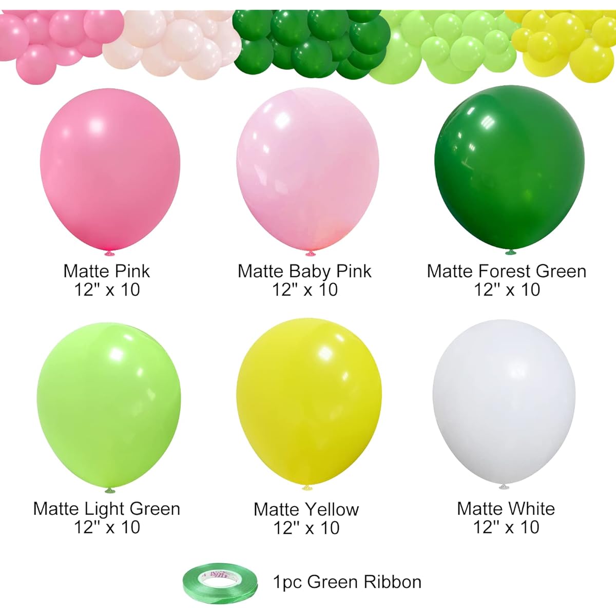 60pcs Pink and Green Balloons Pink Balloons 12 Inch Green Balloons Green and White Balloons Latex Jungle Balloon Garland Kit Party Birthday Decorations Pink Green Balloon Arch