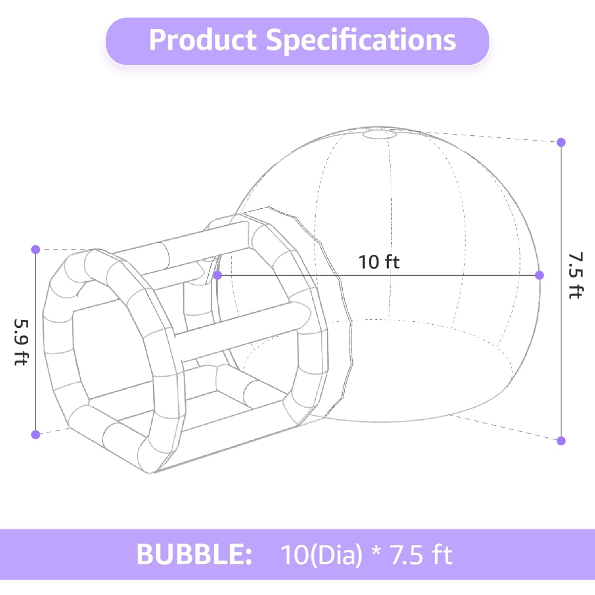 Inflatable Bubble Balloon House with Pump and UL Blower, Bubble Tent Kids Party Balloons Clear Home Party, Mall, Park Event Exhibition (10ft Dome)