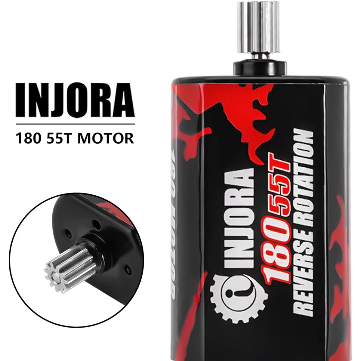 INJORA 180 Brushed 55T Motor with Stainless Steel Pinion TRX4M Defender Bronco K10 High Trail F150 1/18 RC Crawler Upgrade