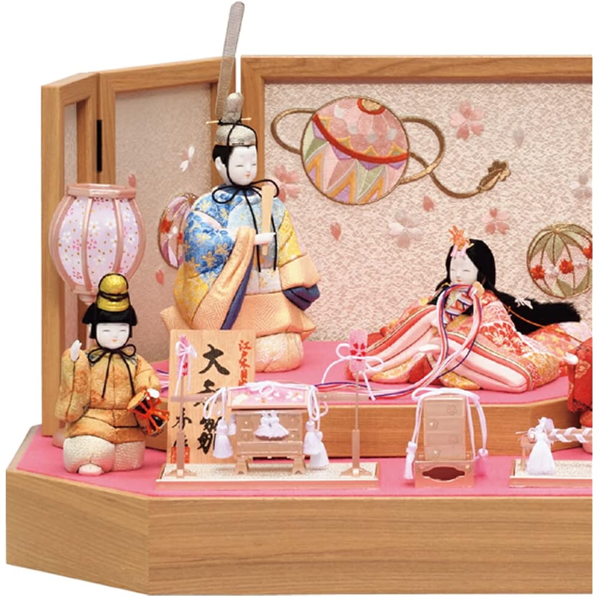 Isshu Hina Dolls, Woodgrain, Seven-person Decoration, Weeping Cherry Blossom, Yamato Hina, No. 18, K-1-5