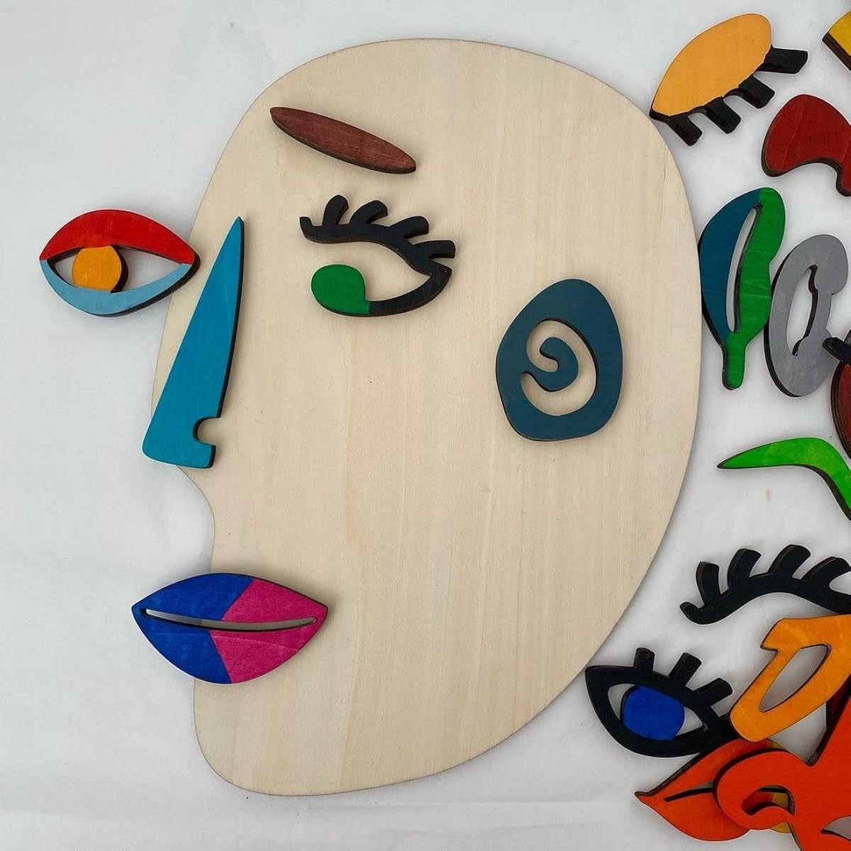 Wooden Montessori Puzzle Picasso Art Puzzle Playset with 26 Wooden Pieces for Kids Montessori Stem Travel Toys Gifts for Kids