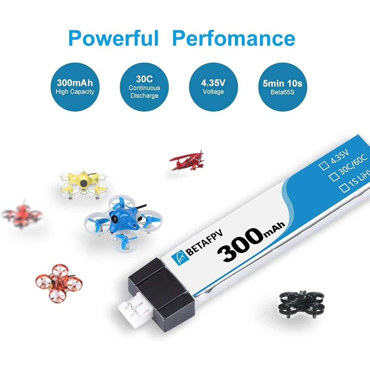 BETAFPV 300mAh 1S 30C HV Battery (8pcs)