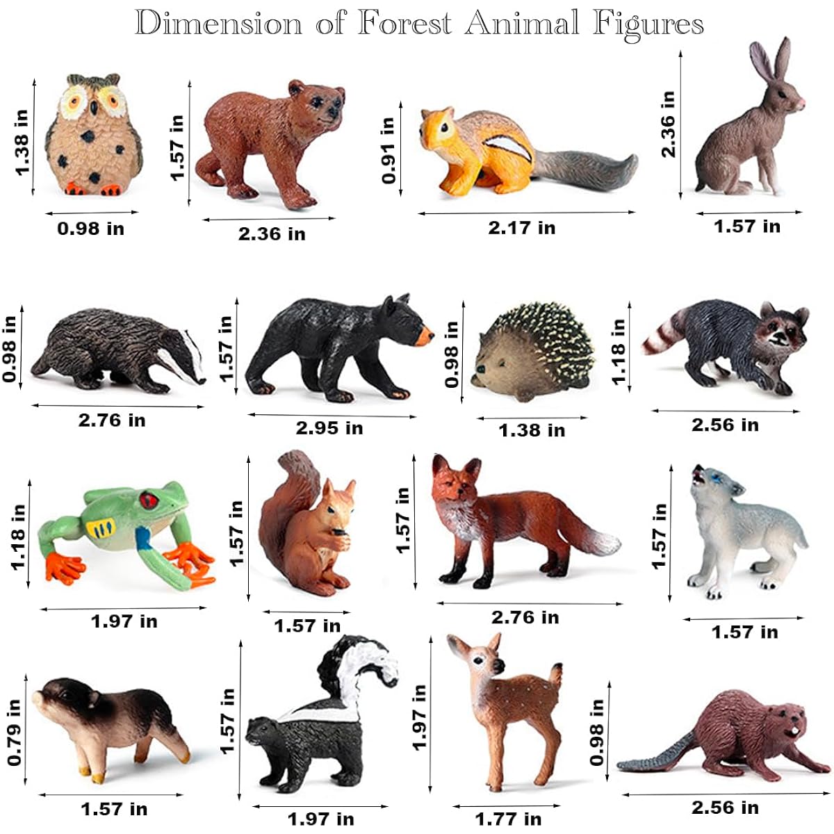 Woodland Animal Figurines Set, 16 Pieces Realistic Woodland Animal Figures Toys Woodland Creatures for Kids Miniature Plastic Wild Animal Toy Figurines Party Favors Cake Diorama Baby Shower Decorations