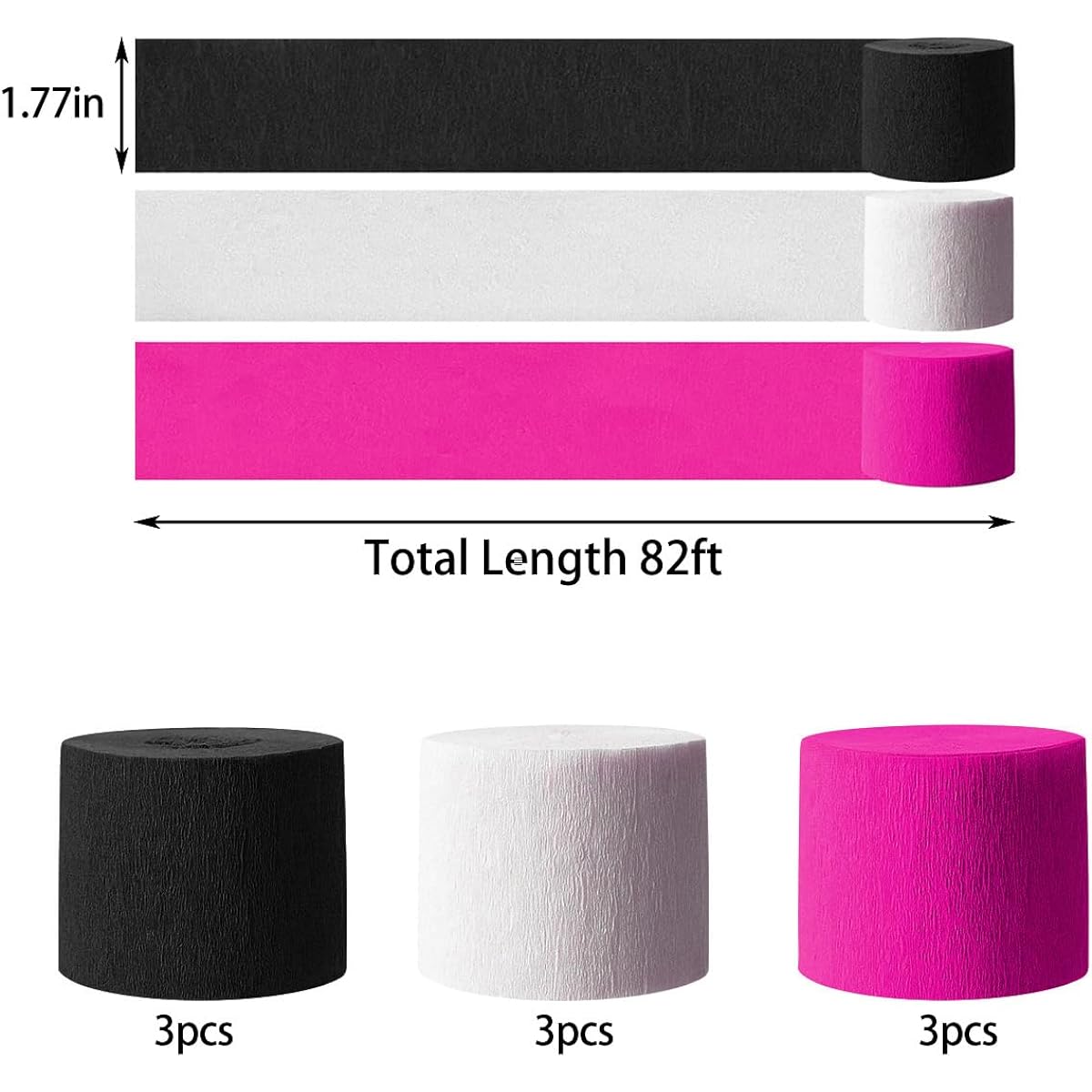Voorpleasy Black Hot Pink White Party Decorations Crepe Paper Streamers, Girls Birthday Party, Women's Bachelorette Party Decorations, Valentine's Day Proposal Engagement Wedding Surprise