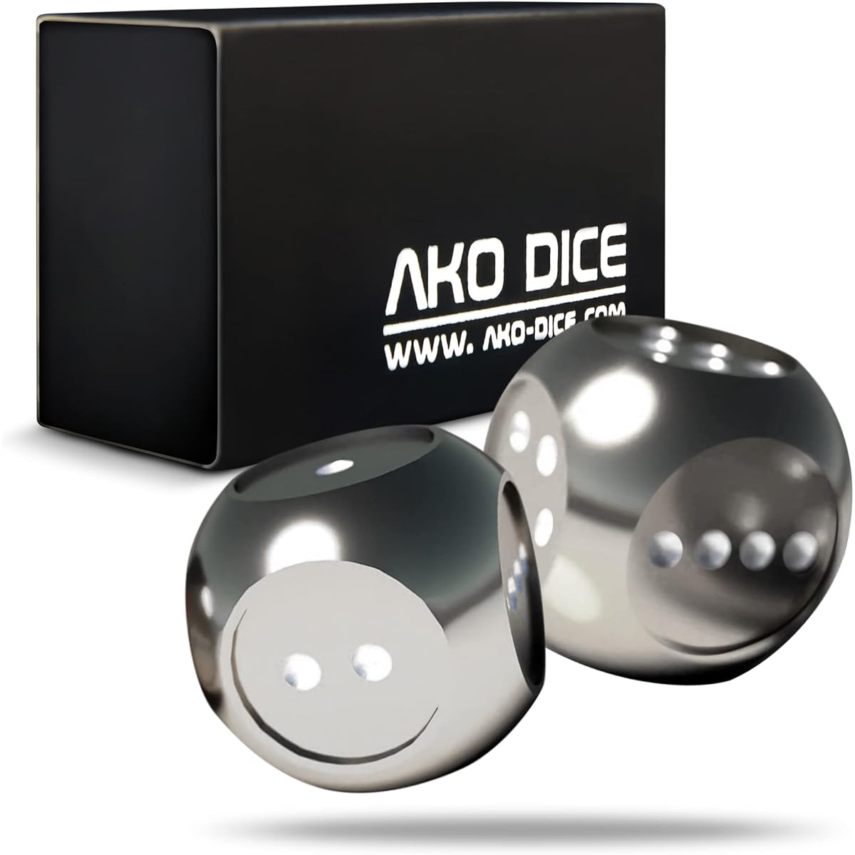 AKO DICE II Metal Dice, Set of 2, Stainless Steel